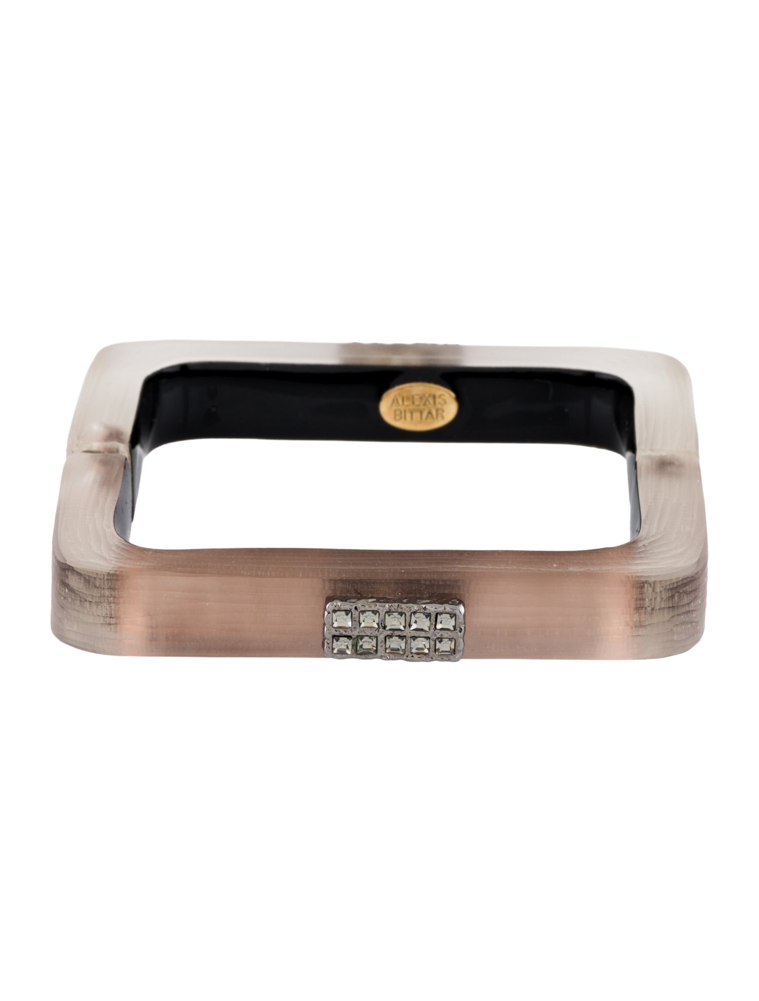 Alexis Bittar Lucite & Crystal Square Hinged Bangle
