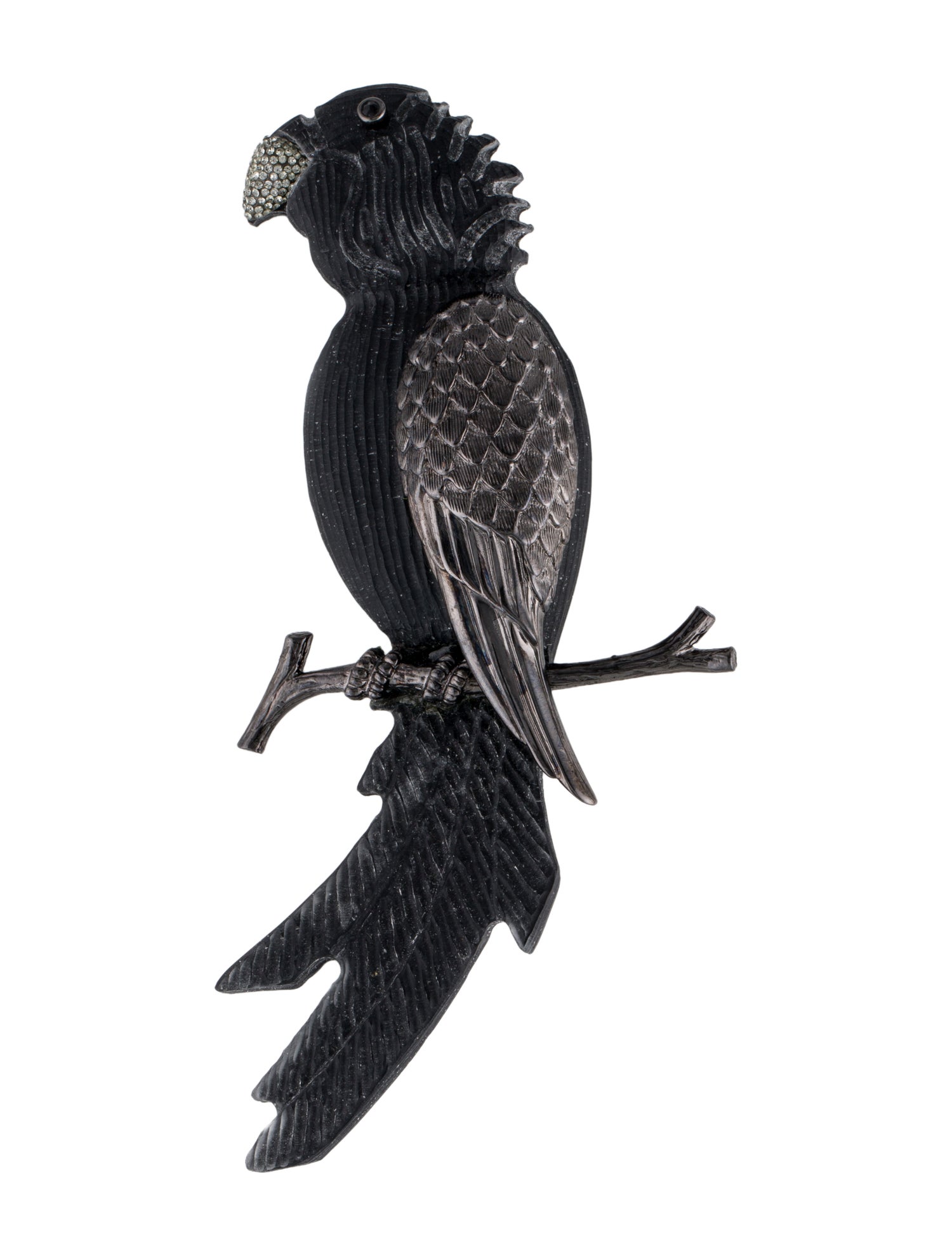 Alexis Bittar Crystal & Lucite Parrot Brooch Pin