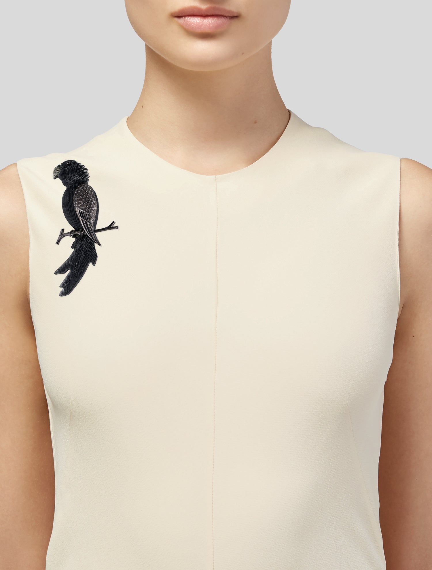 Alexis Bittar Crystal & Lucite Parrot Brooch Pin