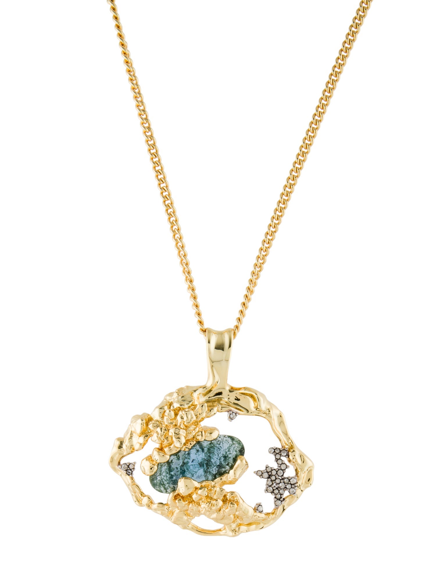 Alexis Bittar Crystal Encrusted & Aguate Brut Moss Pendant Necklace