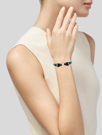 Alexis Bittar Lucite & Crystal Chained Panther Cuff Bracelet