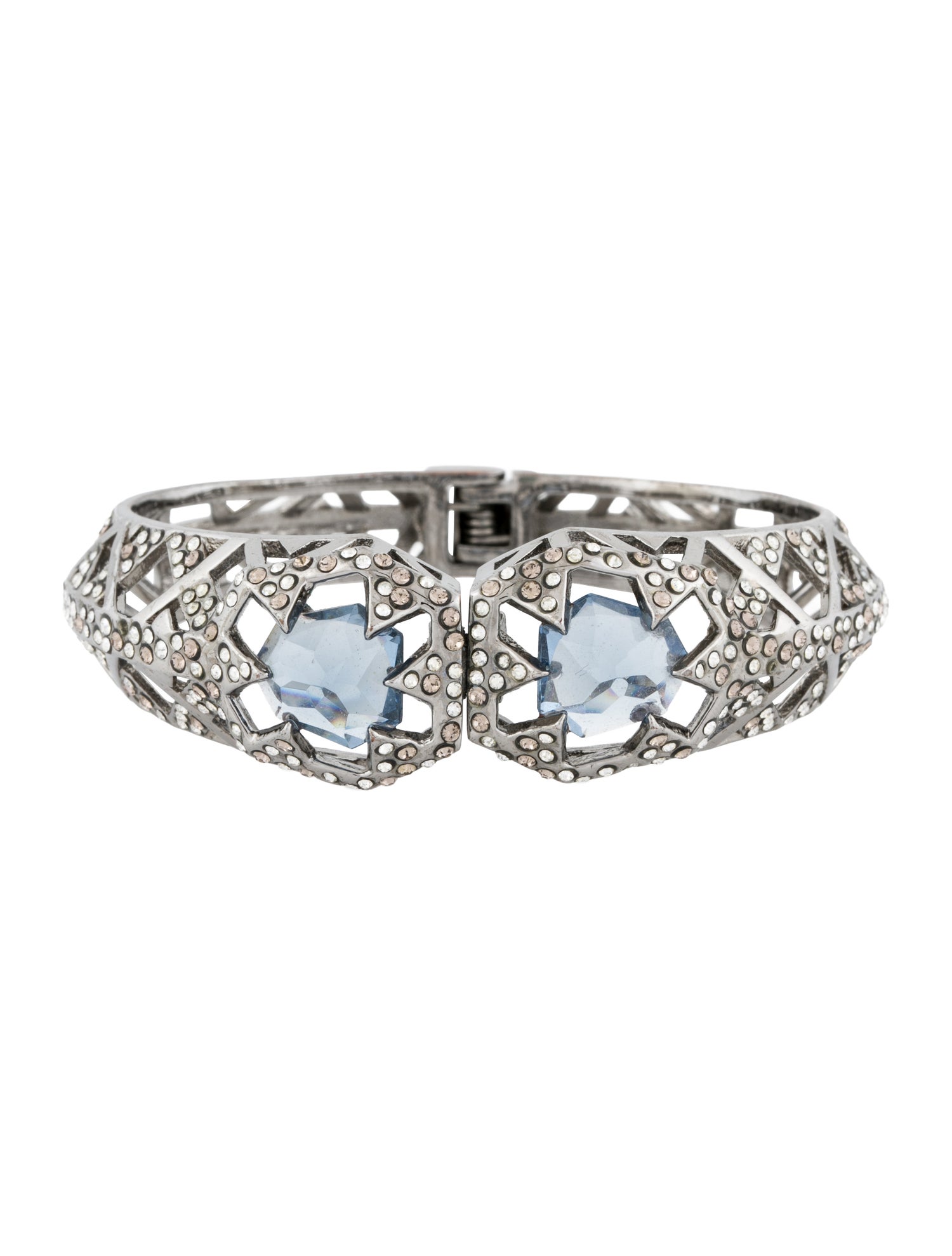 Alexis Bittar Lucite & Crystal Hinged Bangle Bracelet
