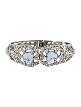 Alexis Bittar Lucite & Crystal Hinged Bangle Bracelet