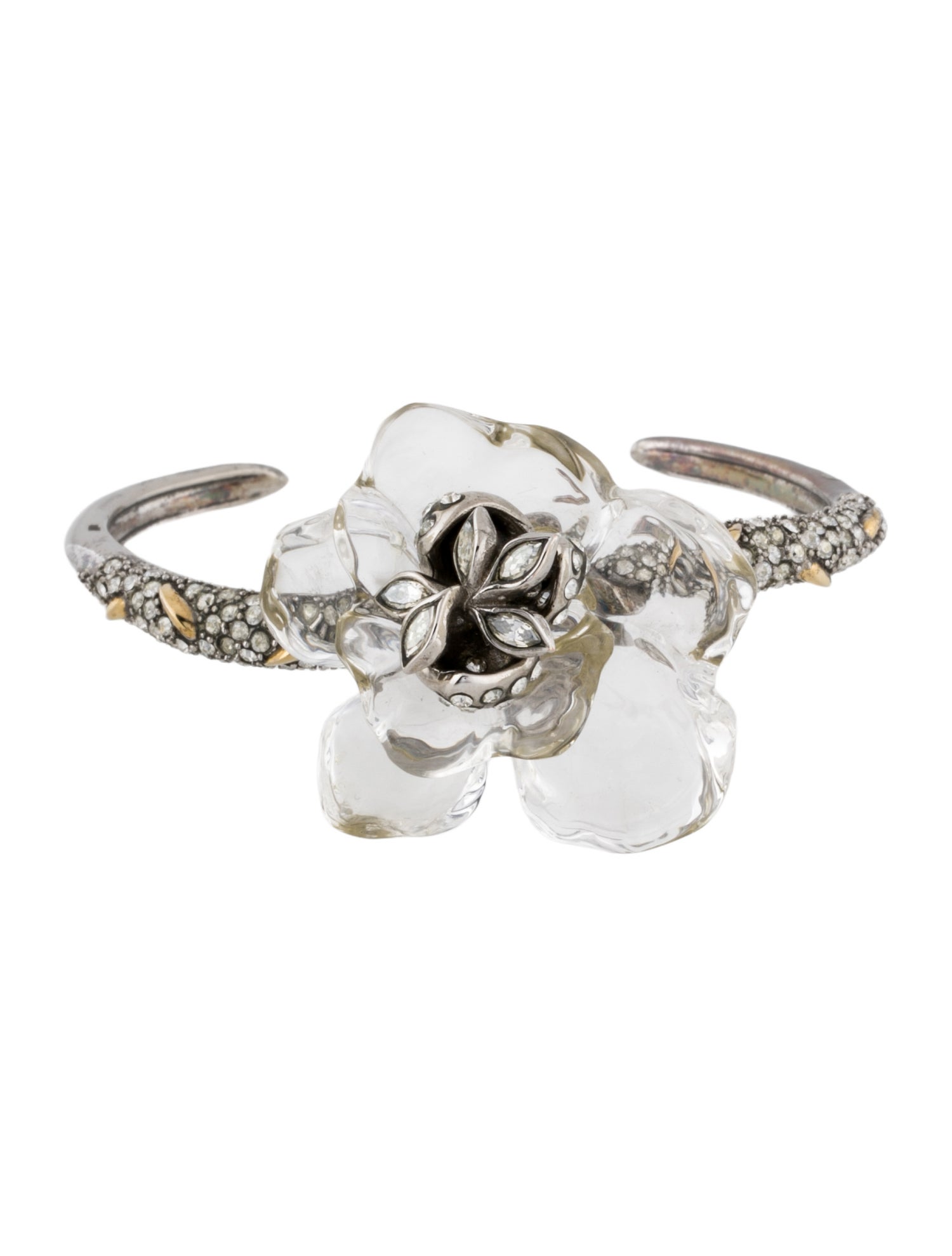 Alexis Bittar Lucite & Crystal Flower Bracelet