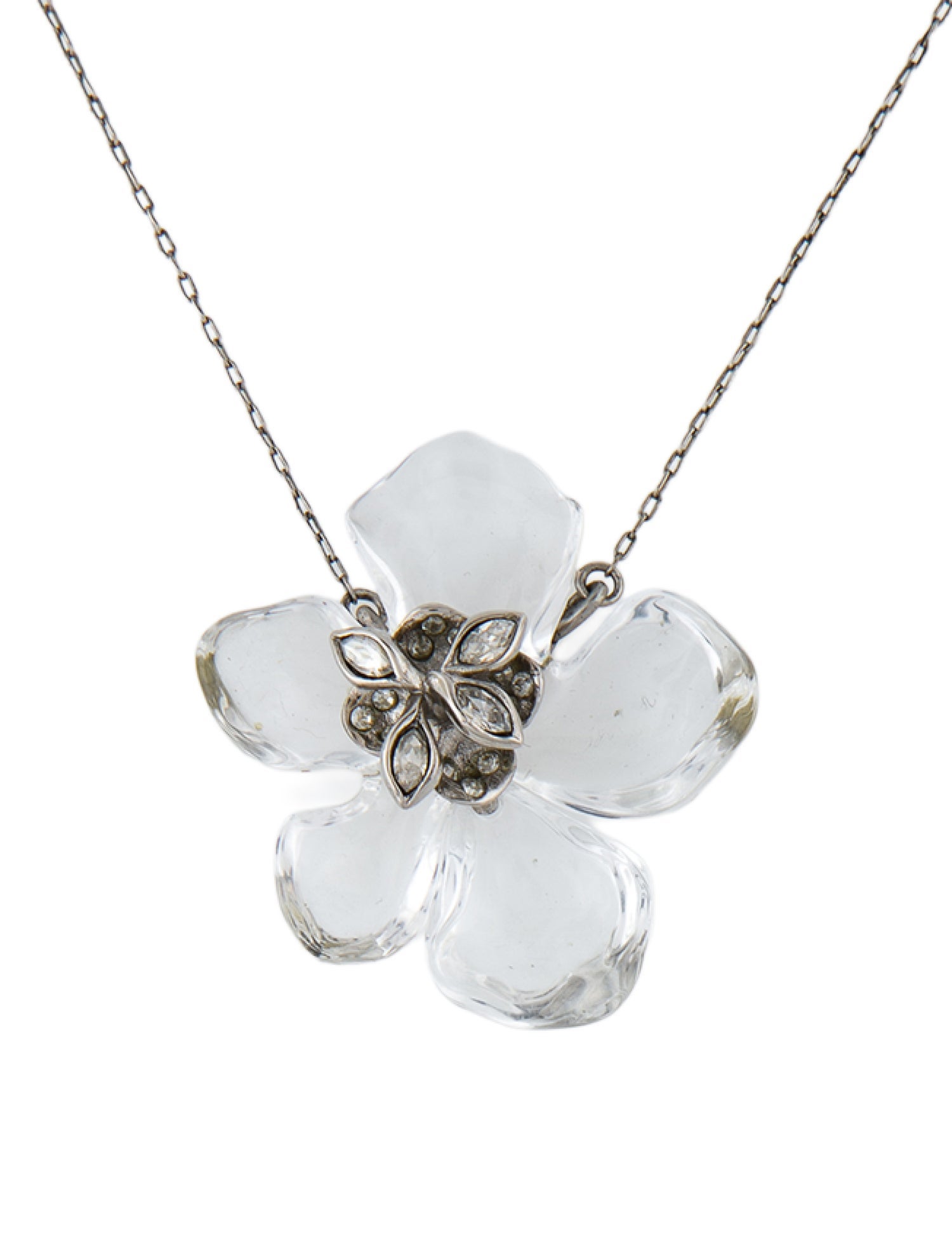 Alexis Bittar Lucite Flower Pendant Necklace