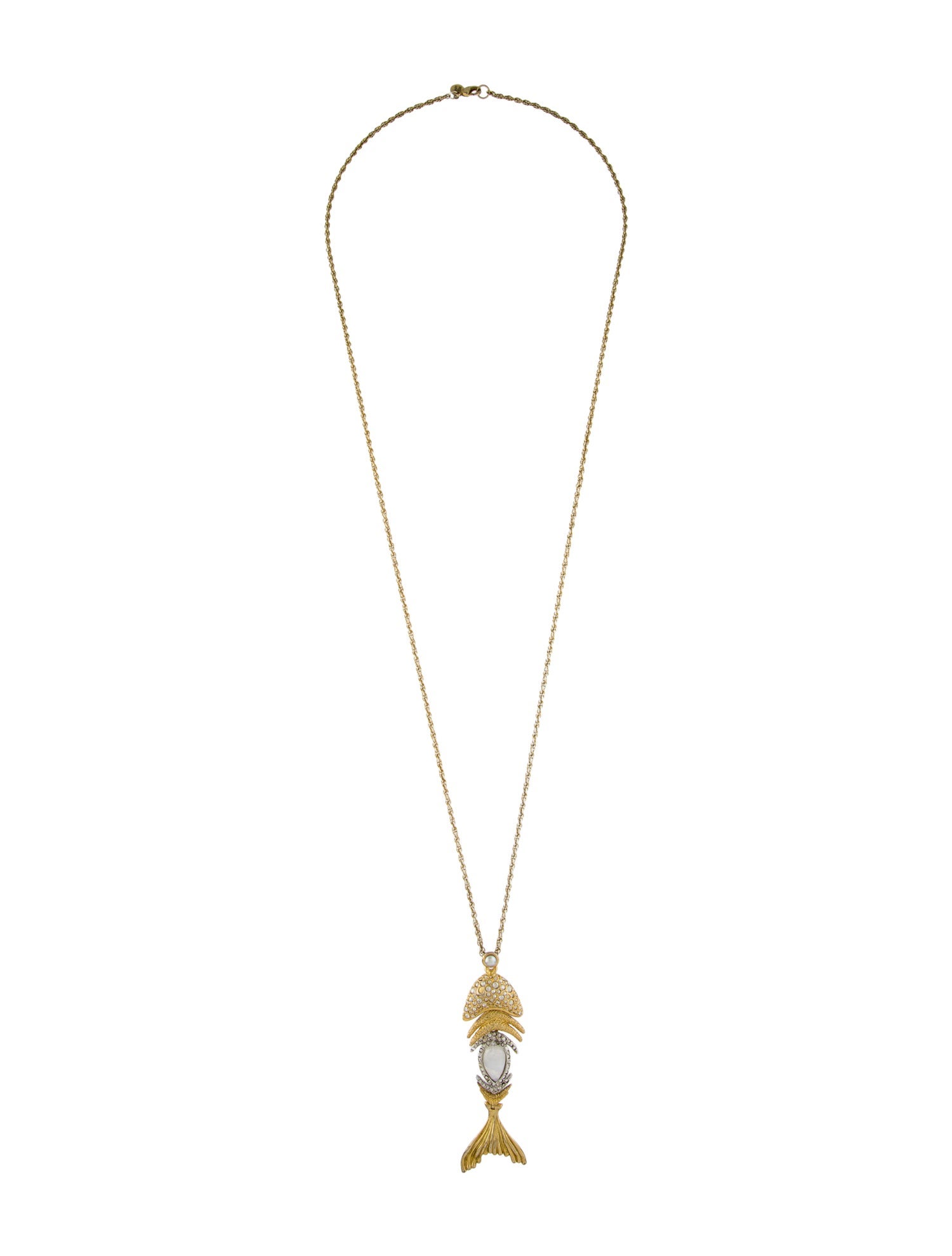Alexis Bittar Pearl & Crystal Fish Pendant Necklace