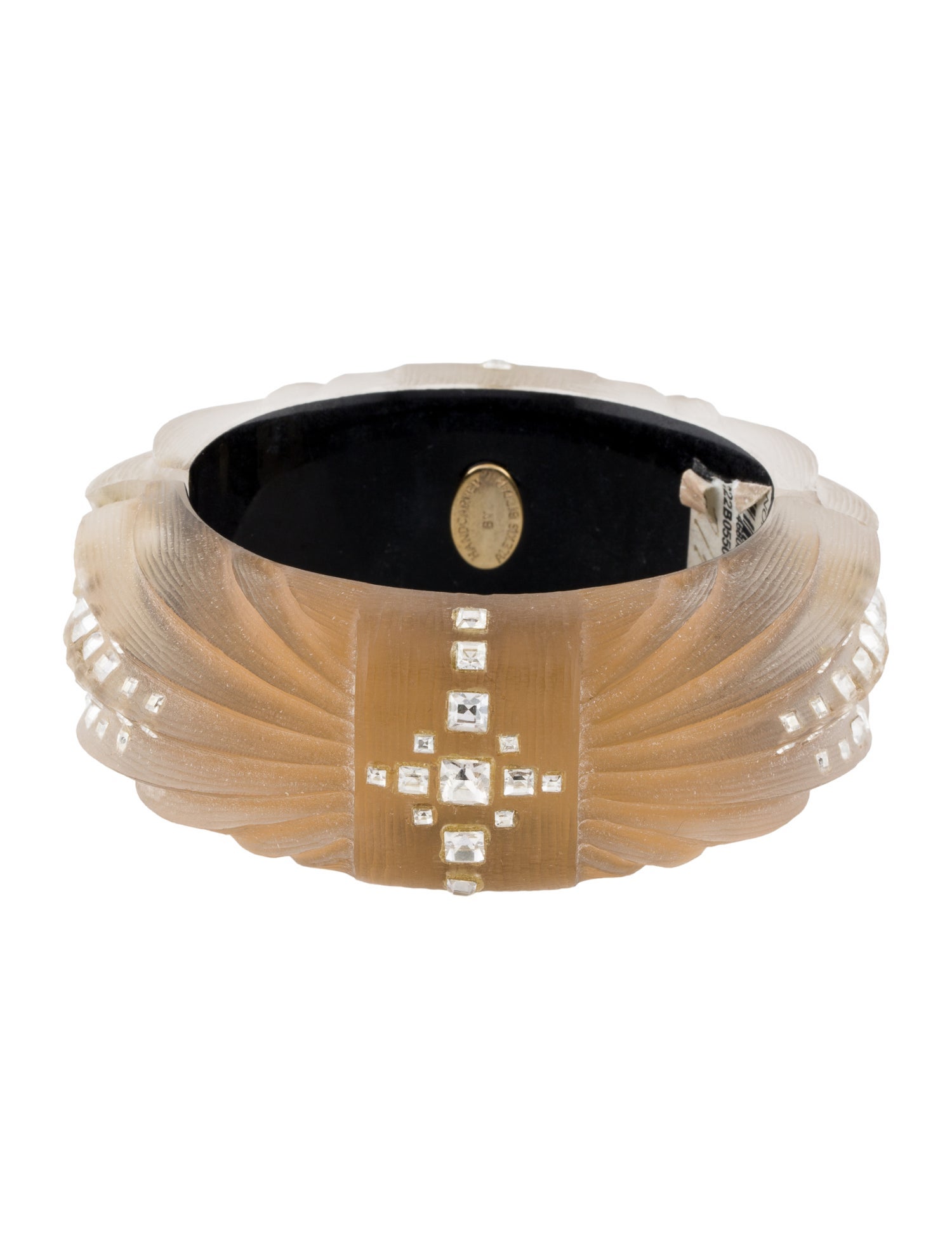 Alexis Bittar Carved Lucite & Crystal Hinge Bangle Bracelet