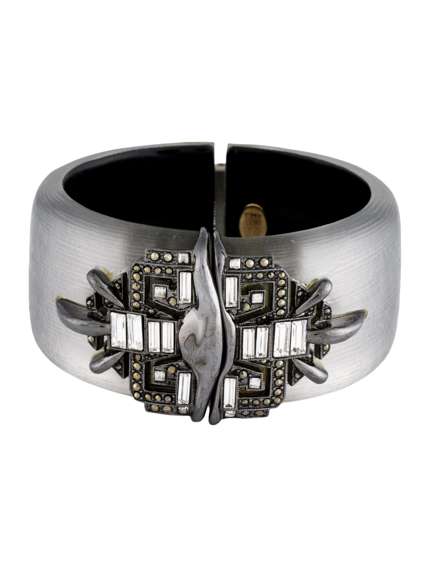 Alexis Bittar Lucite & Crystal Hinged Bangle Bracelet