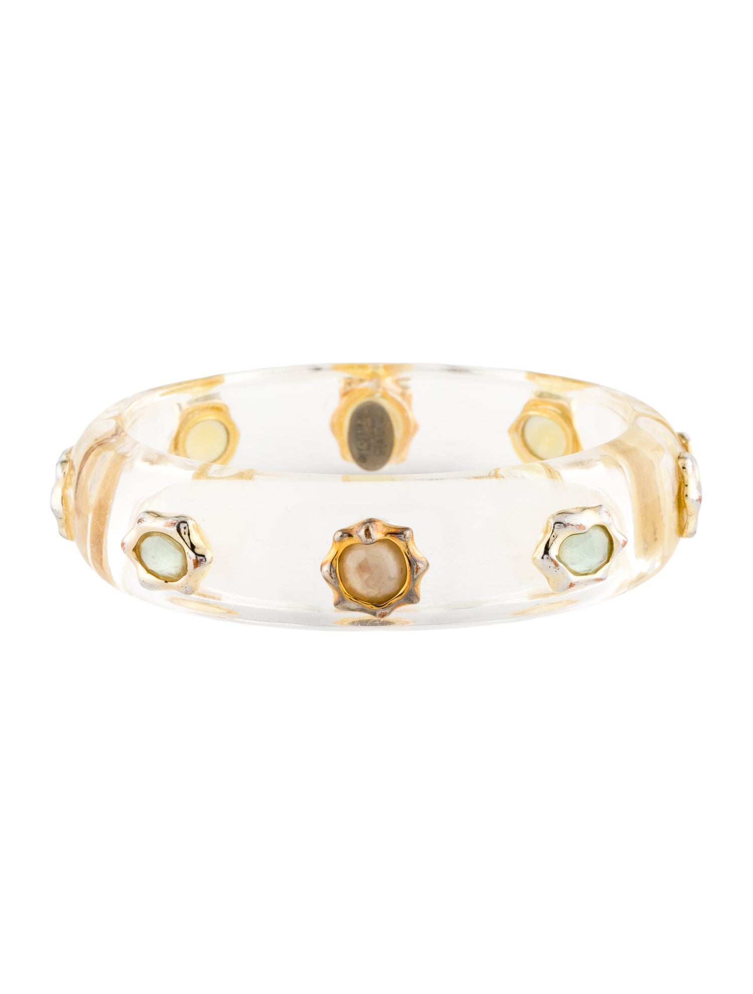 Alexis Bittar Multi-Stone & Lucite Small Ophelia Hinged Bangle Bracelet