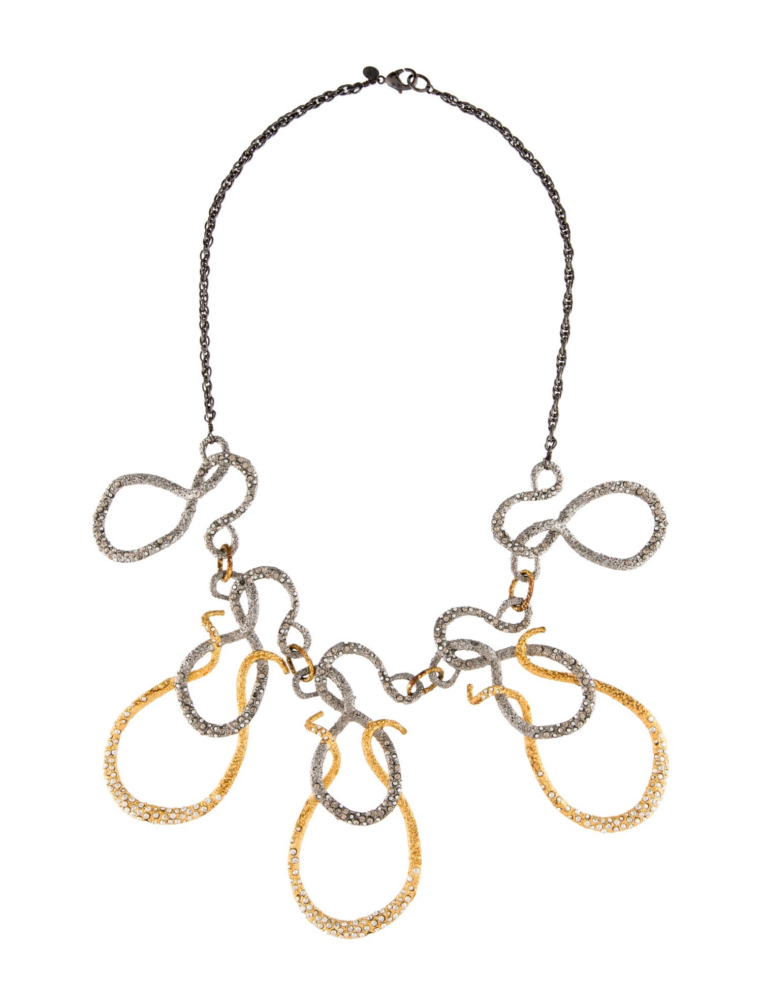 Alexis Bittar Crystal Studded Two-Tone Lace Collar Necklace