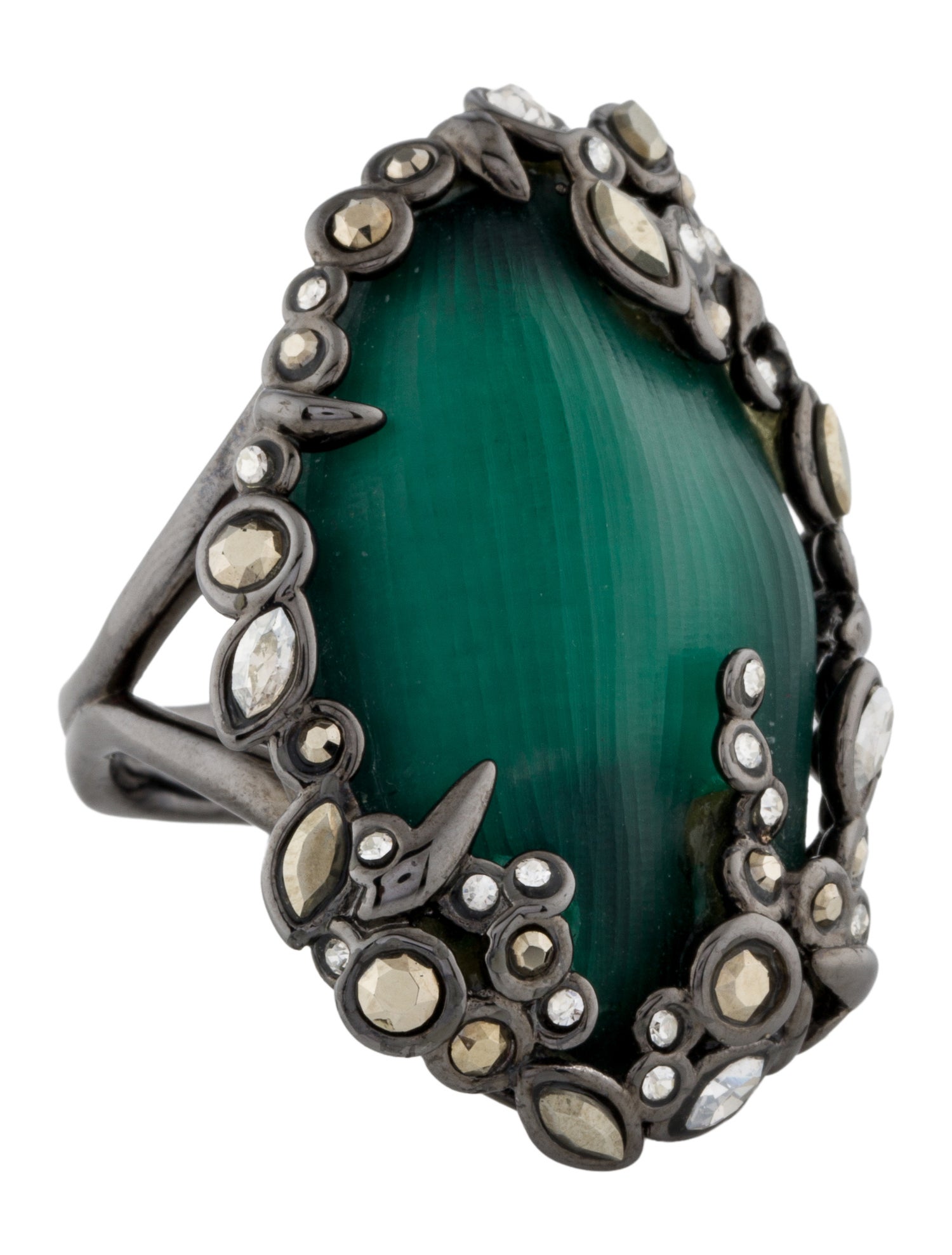 Alexis Bittar Lucite & Crystal Lace Cocktail Ring