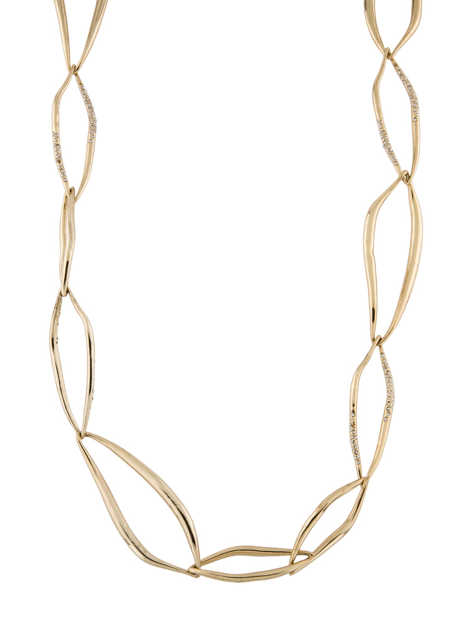 Alexis Bittar Crystal Miss Havisham Jagged Long Liquid Link Necklace