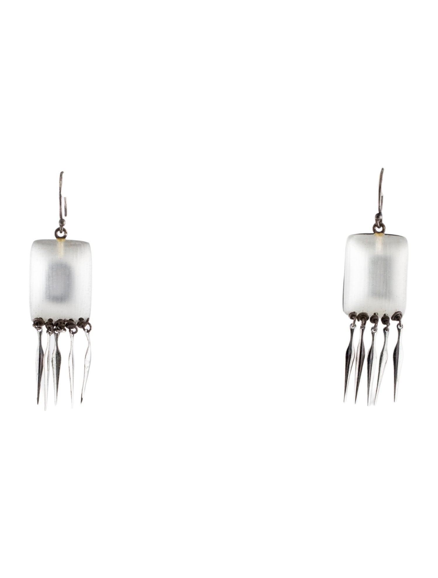 Alexis Bittar Vintage Crystal & Lucite Spear Deco Fringe Earrings
