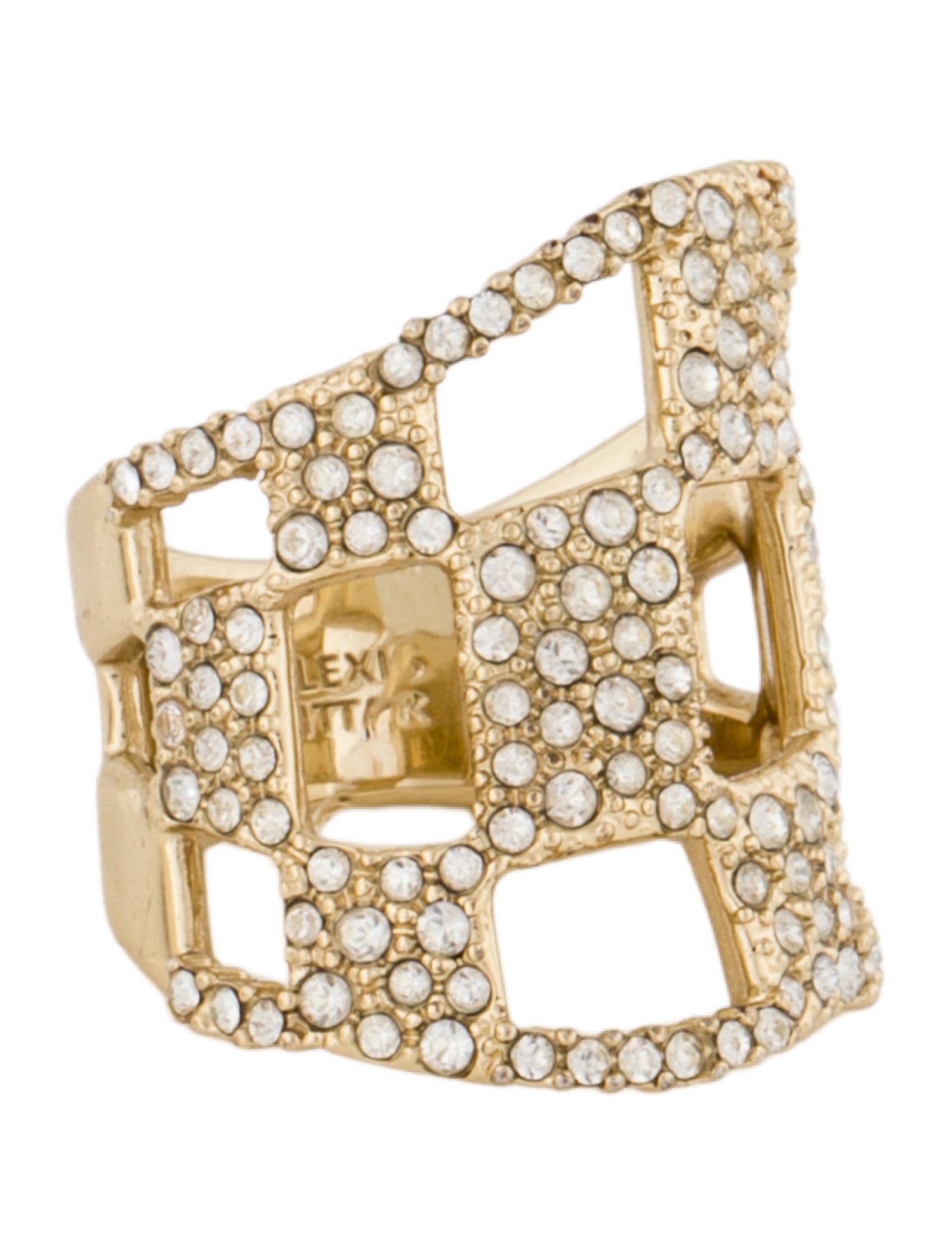 Alexis Bittar Crystal Pave Checkerboard Cocktail Ring
