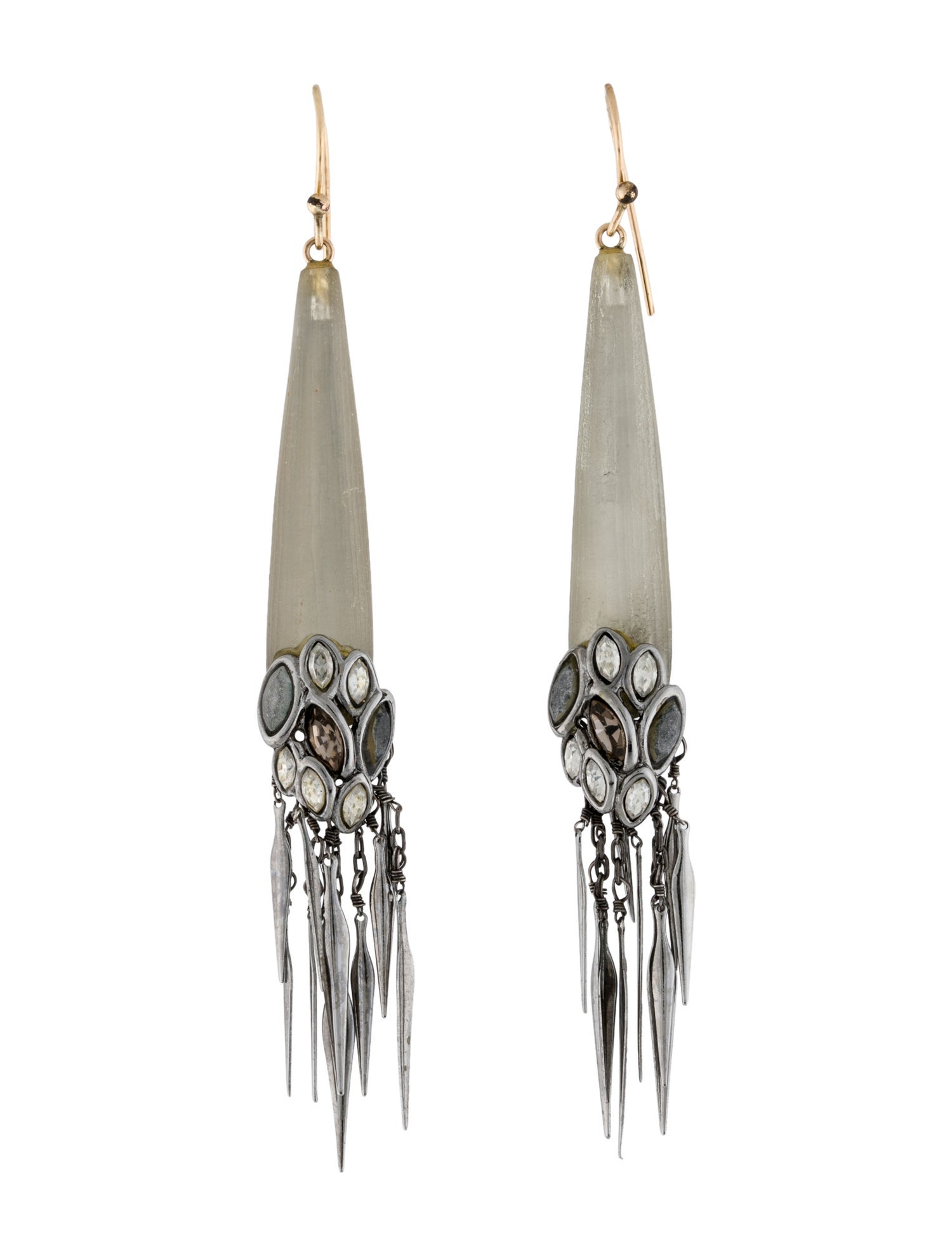Alexis Bittar Lucite, Crystal, & Stone Drop Earrings