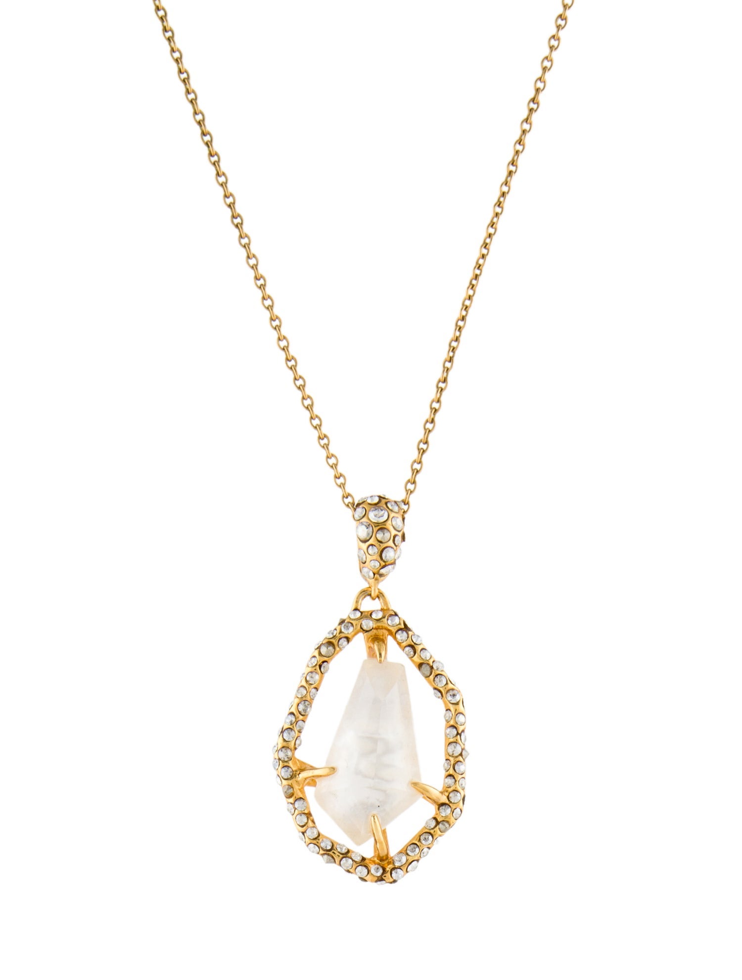 Alexis Bittar Mother of Pearl & Crystal Encrusted Pendant Necklace