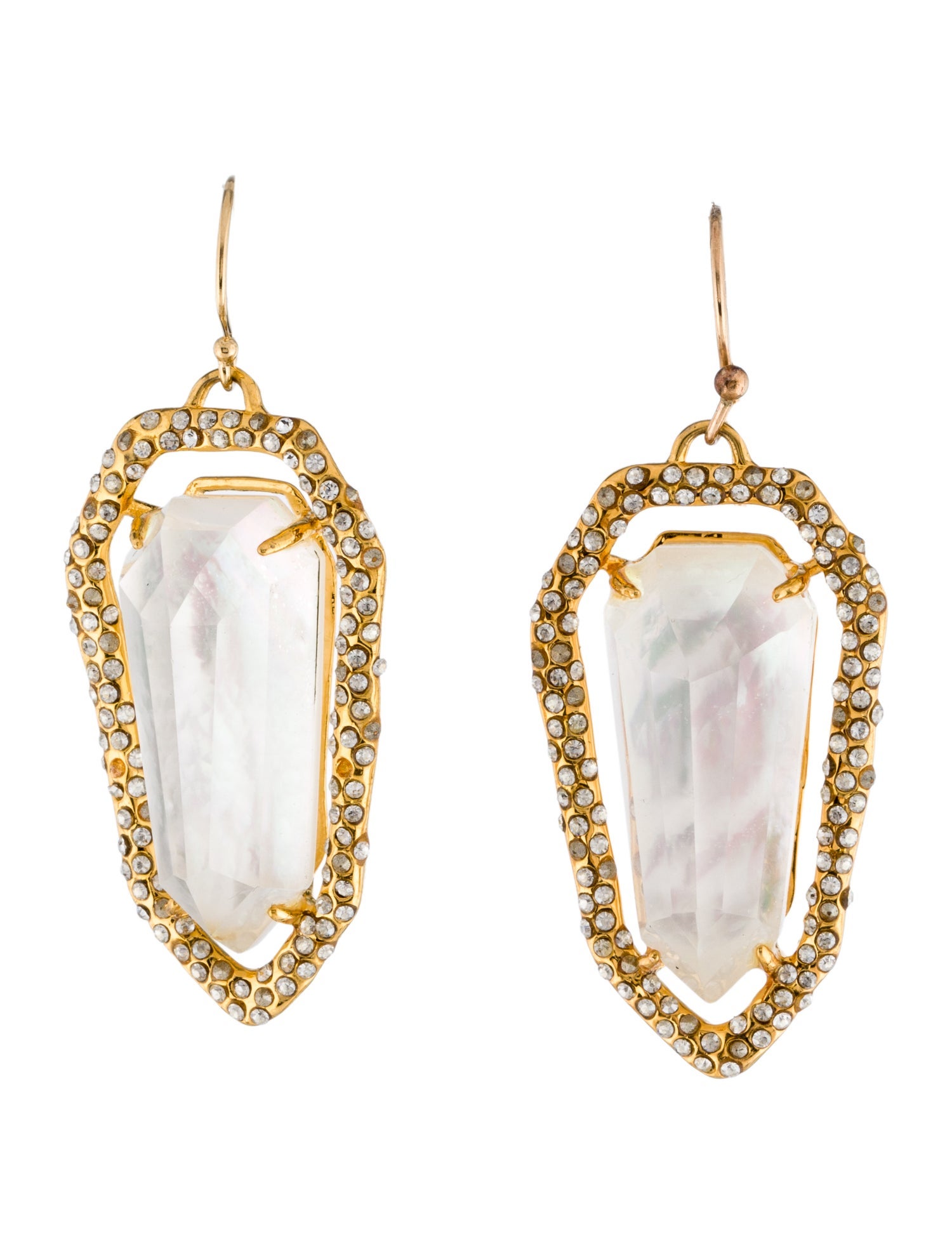 Alexis Bittar Miss Havisham Crystal Encrusted Shield Drop Earrings