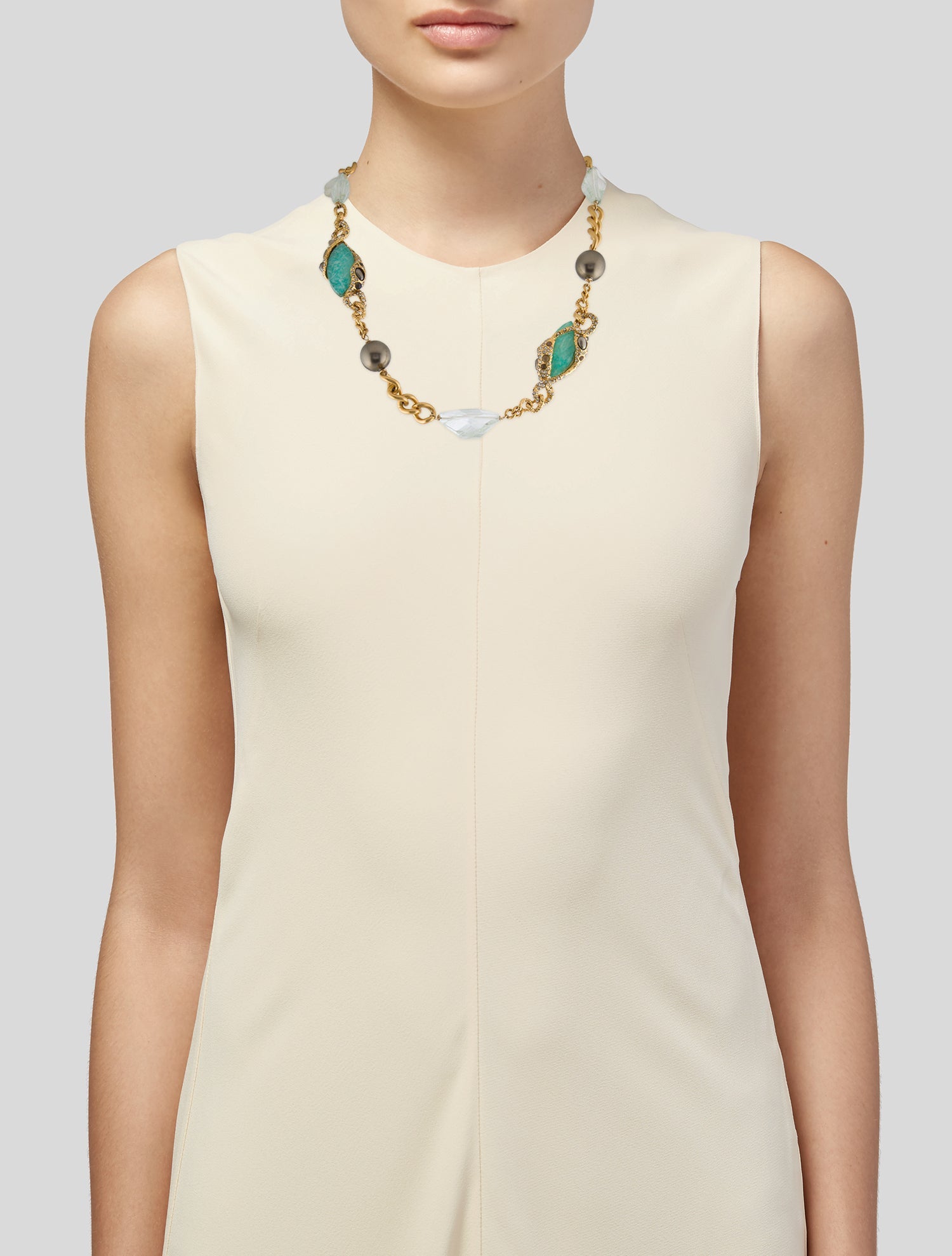 Alexis Bittar Faux Pearl & Multistone Collar Necklace