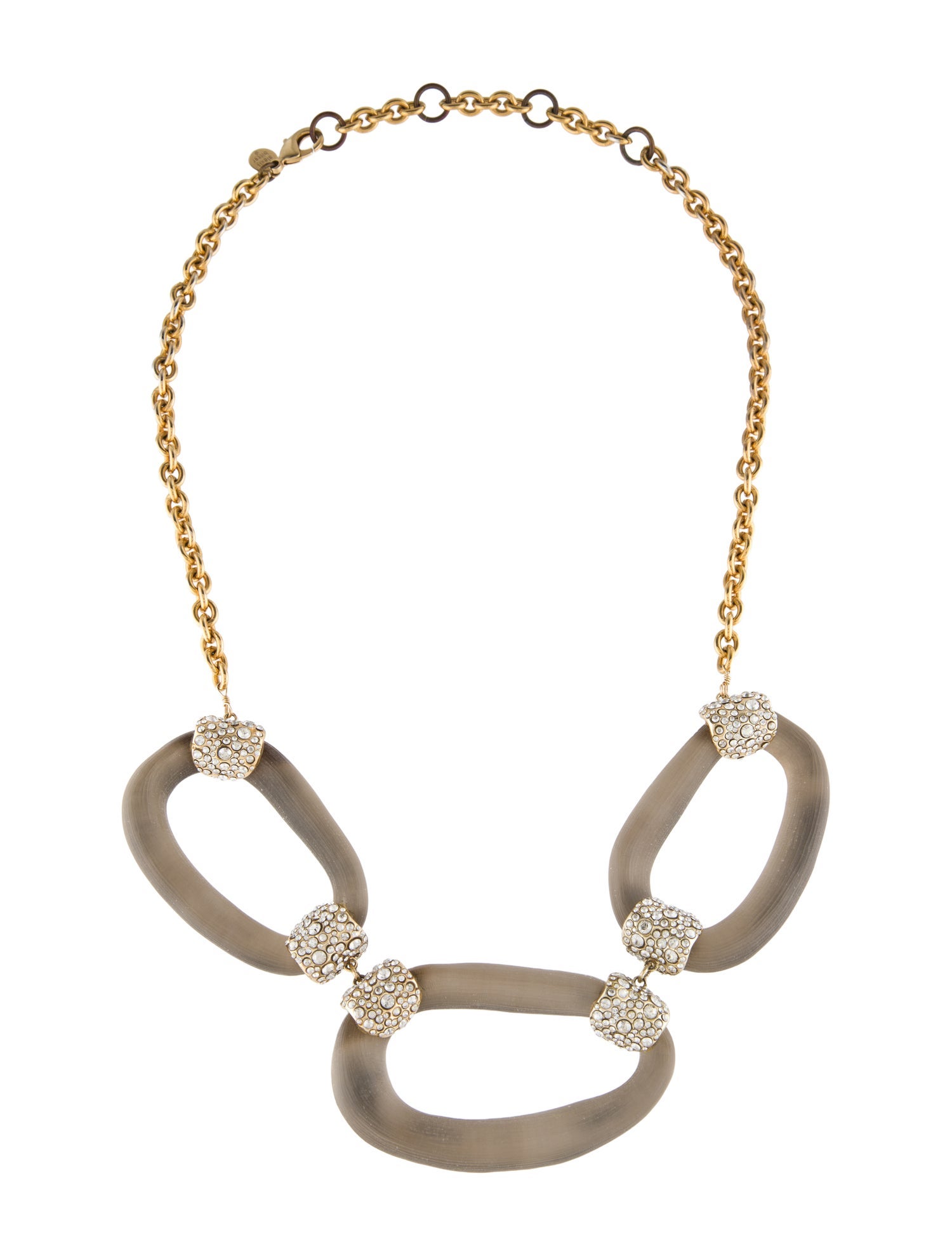 Alexis Bittar Crystal Encrusted & Lucite Silver Lining Link Necklace