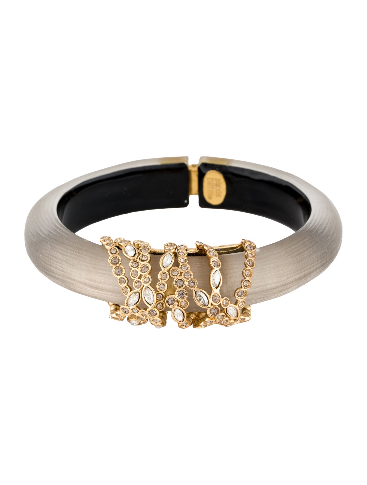 Alexis Bittar Crystal & Lucite Hinged Bangle Bracelet