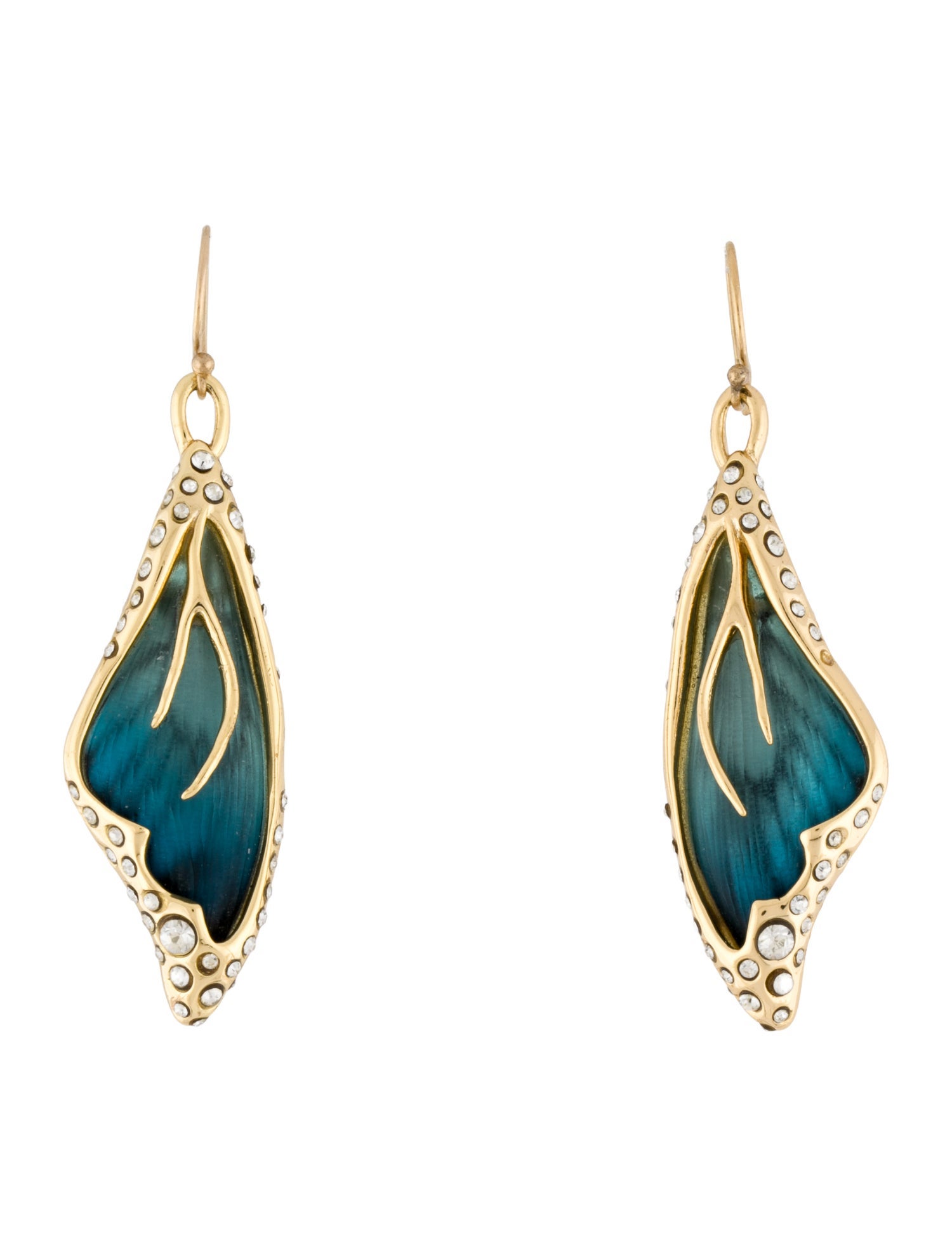 Alexis Bittar Crystal & Lucite Butterfly Wing Drop Earrings