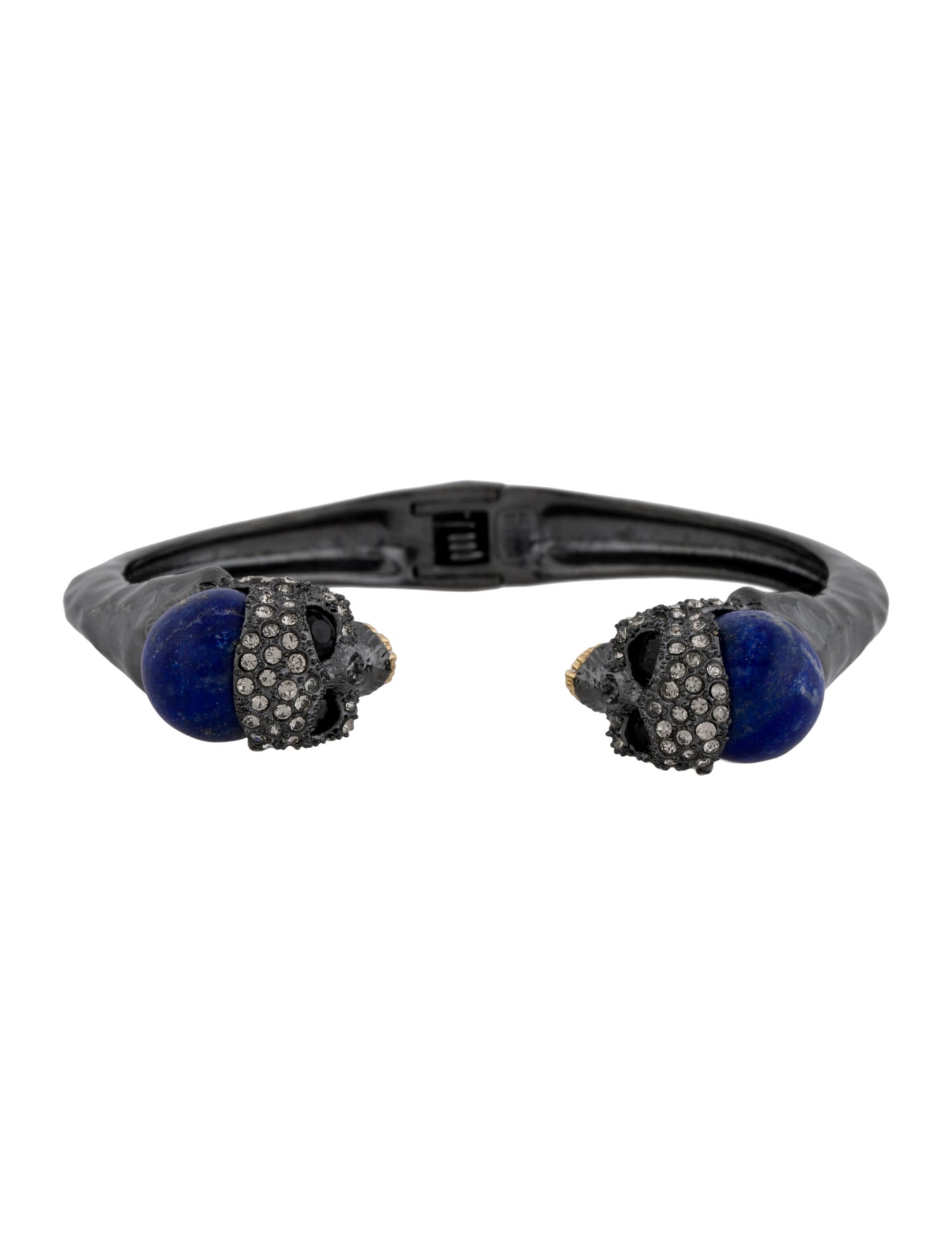 Alexis Bittar Crystal Encrusted Double Skull Elements Cuff Bracelet