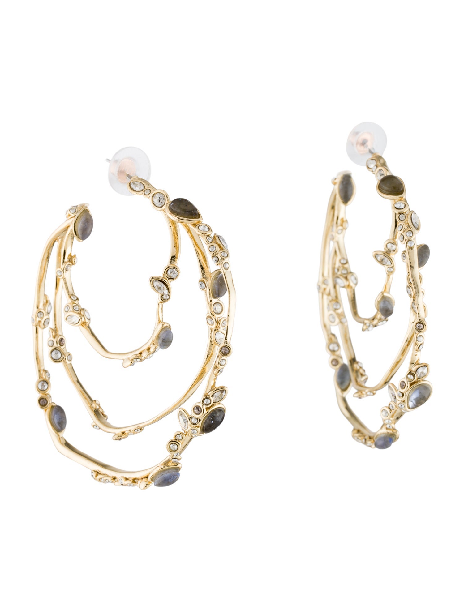 Alexis Bittar Crystal Triple Hoop Earrings