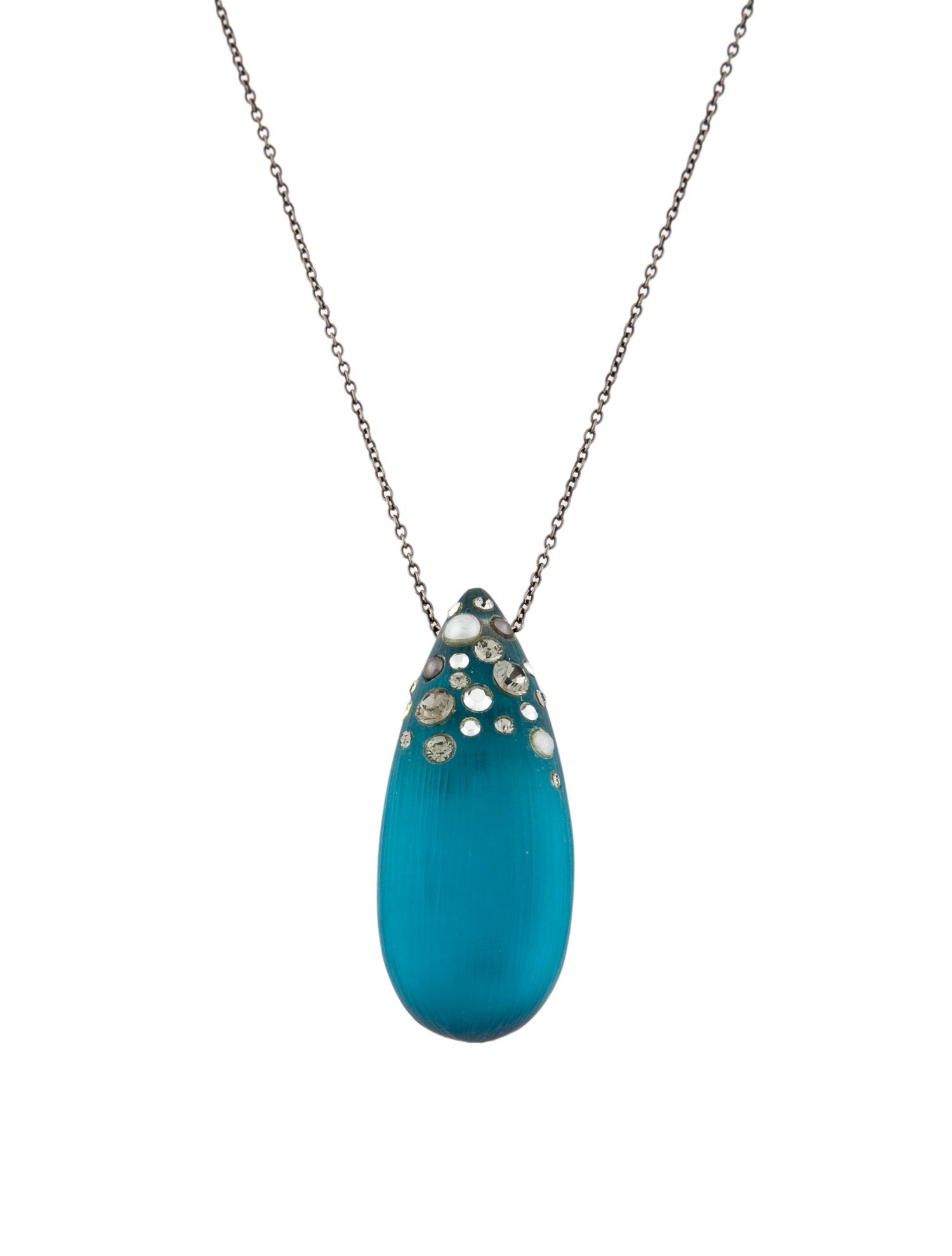 Alexis Bittar Lucite, Crystal & Faux Pearl Pendant Necklace