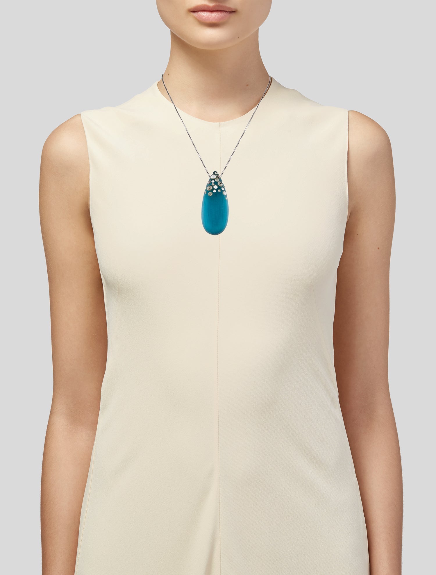 Alexis Bittar Lucite, Crystal & Faux Pearl Pendant Necklace