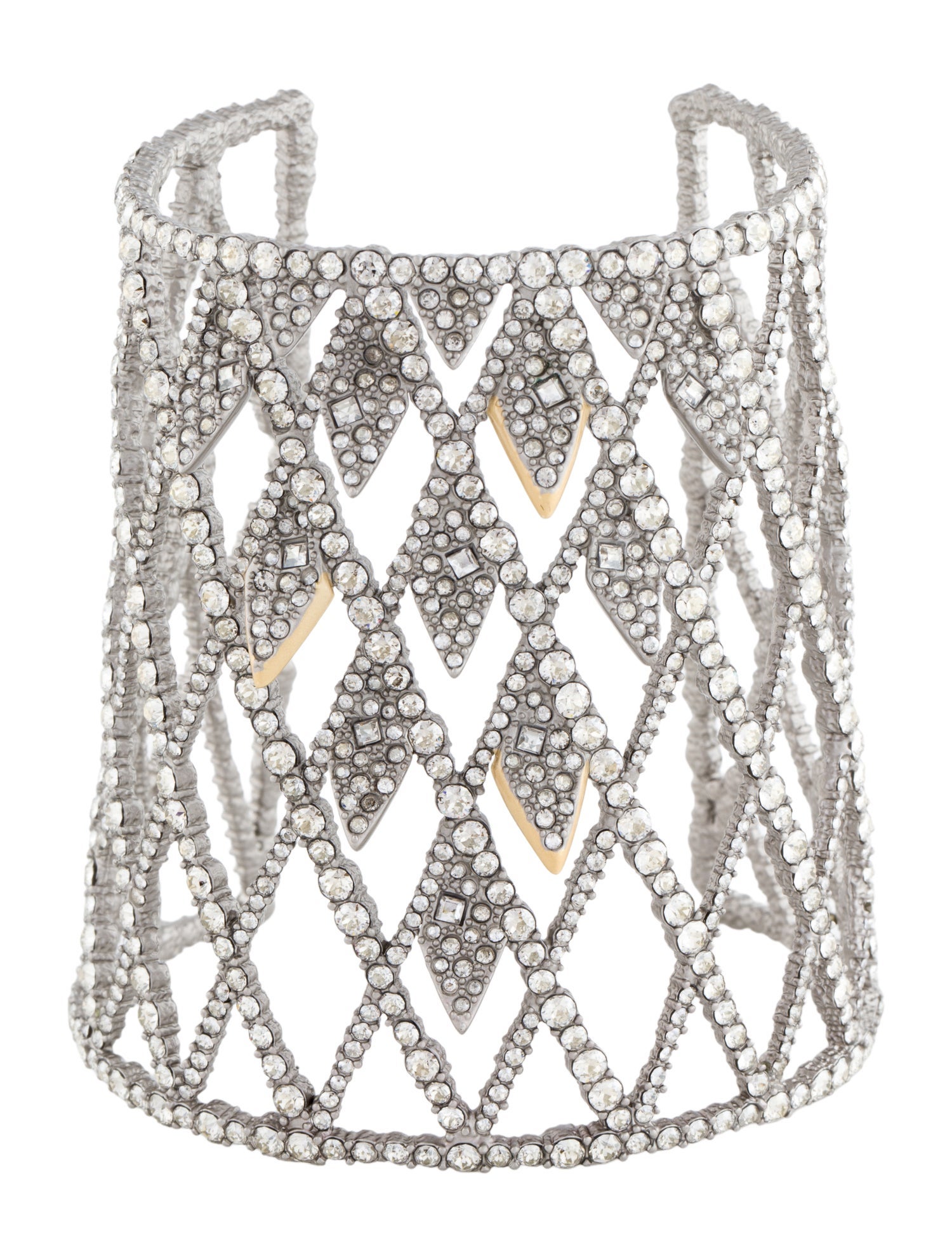 Alexis Bittar Crystal & Enamel Spiked Lattice Cuff Bracelet