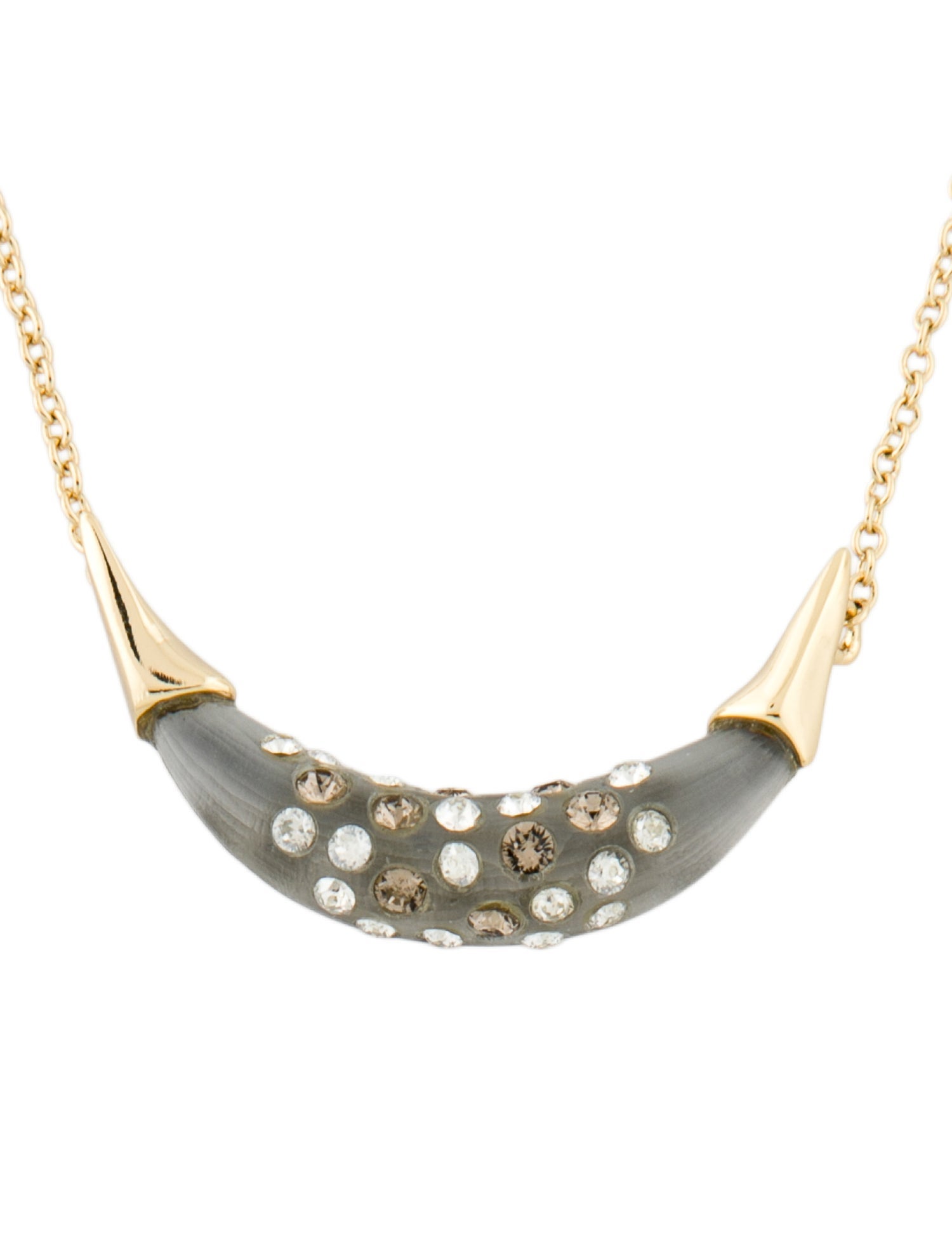 Alexis Bittar Crystal & Lucite Crescent Pendant Necklace