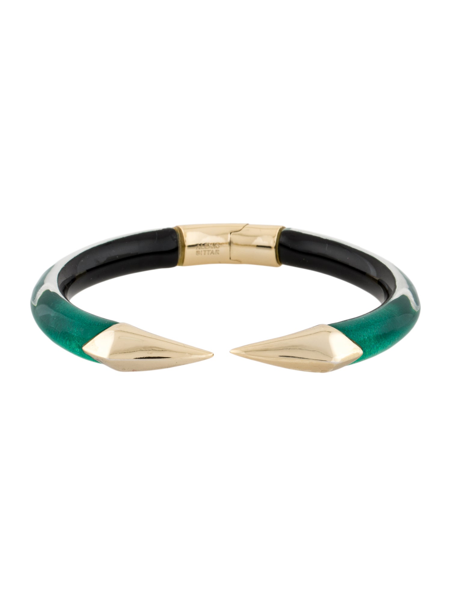 Alexis Bittar Lucite Mirrored Pyramid Brake Hinge Cuff Bracelet