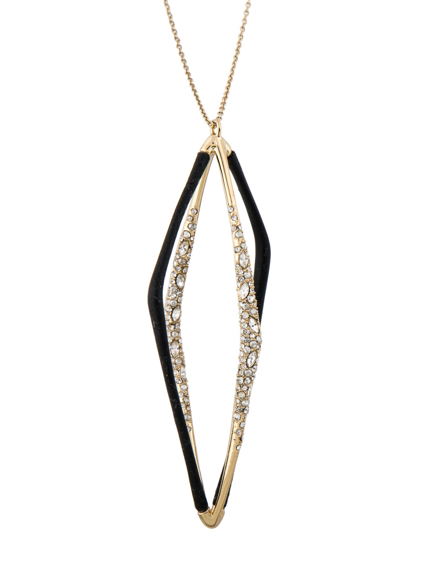 Alexis Bittar Crystal & Enamel Geometric Open Pendant Necklace