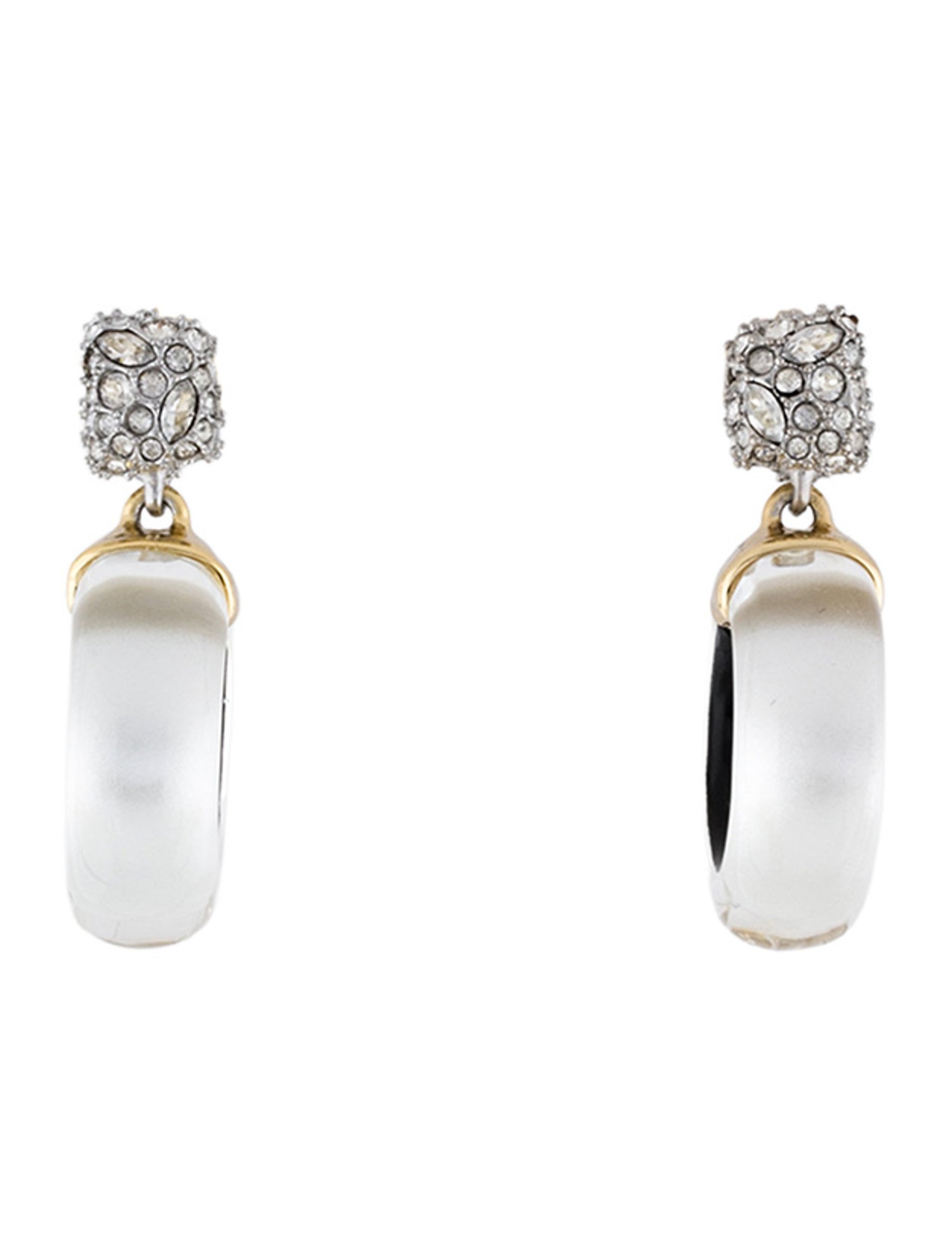 Alexis Bittar Crystal & Lucite Hoop Drop Earrings