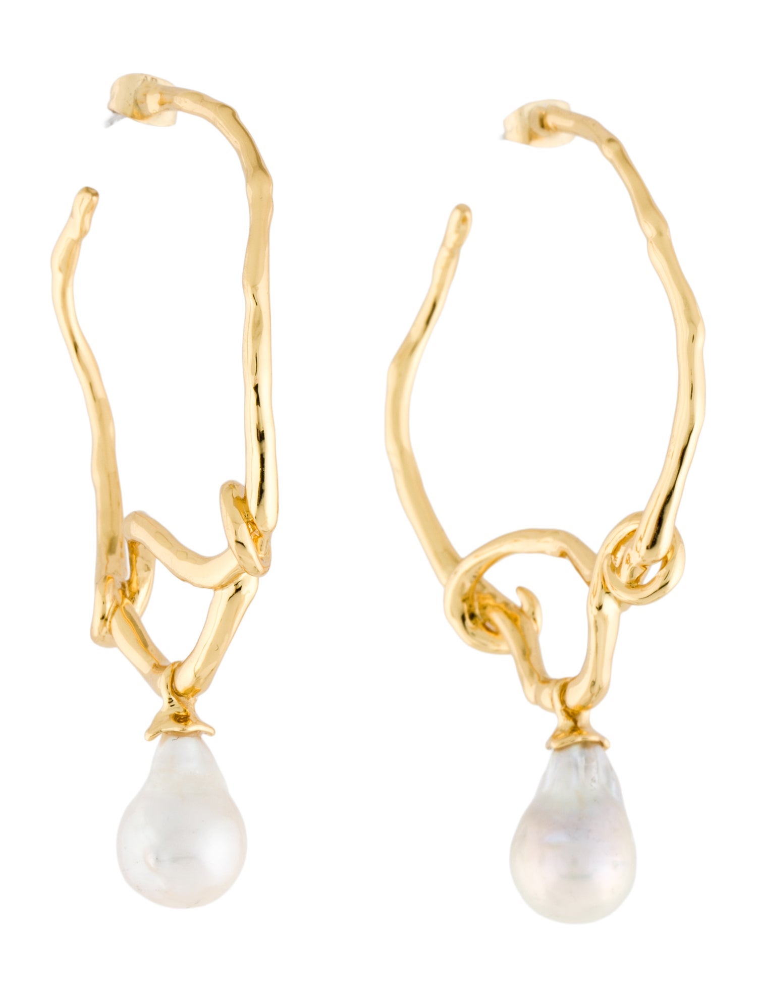 Alexis Bittar Pearl Twisted Drop Hoop Earrings