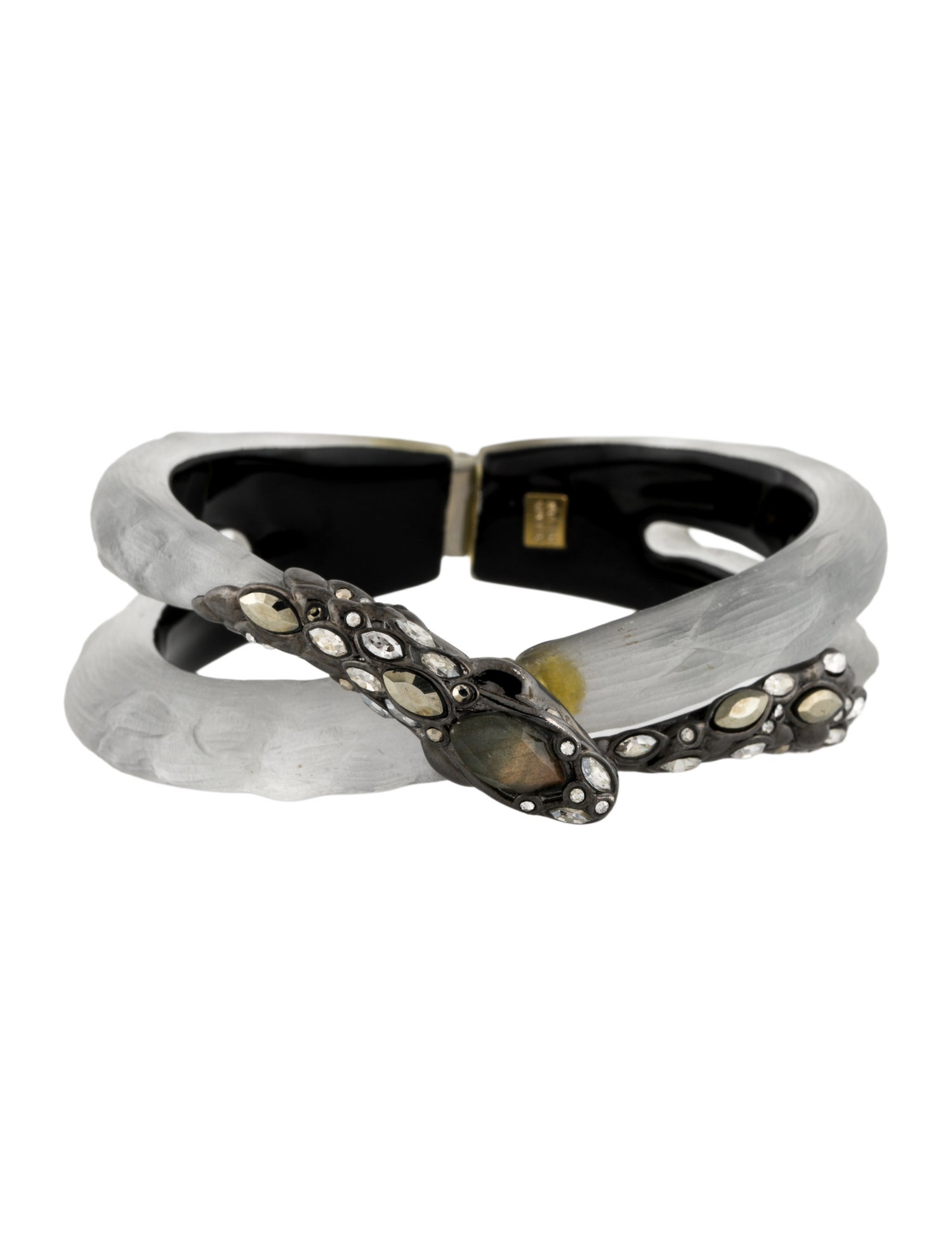 Alexis Bittar Crystal & Lucite Snake Hinge Bangle