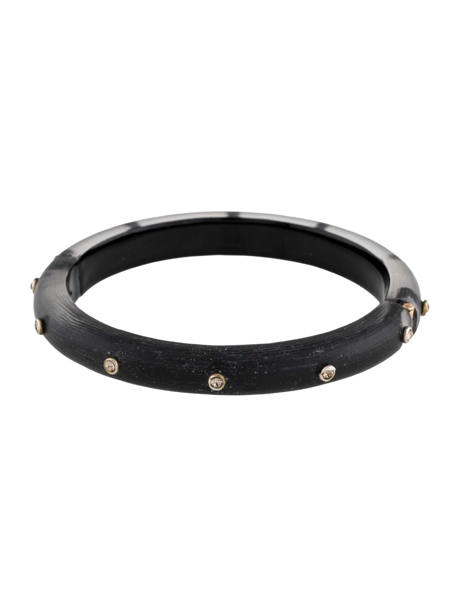 Alexis Bittar Lucite & Crystal Studded Hinged Bangle Bracelet