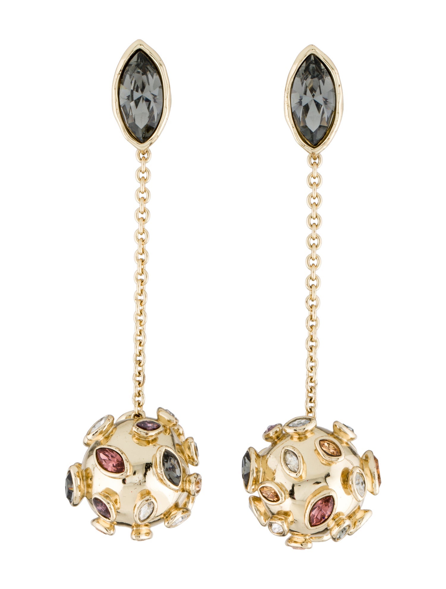 Alexis Bittar Crystal Sputnik Chain Drop Earrings