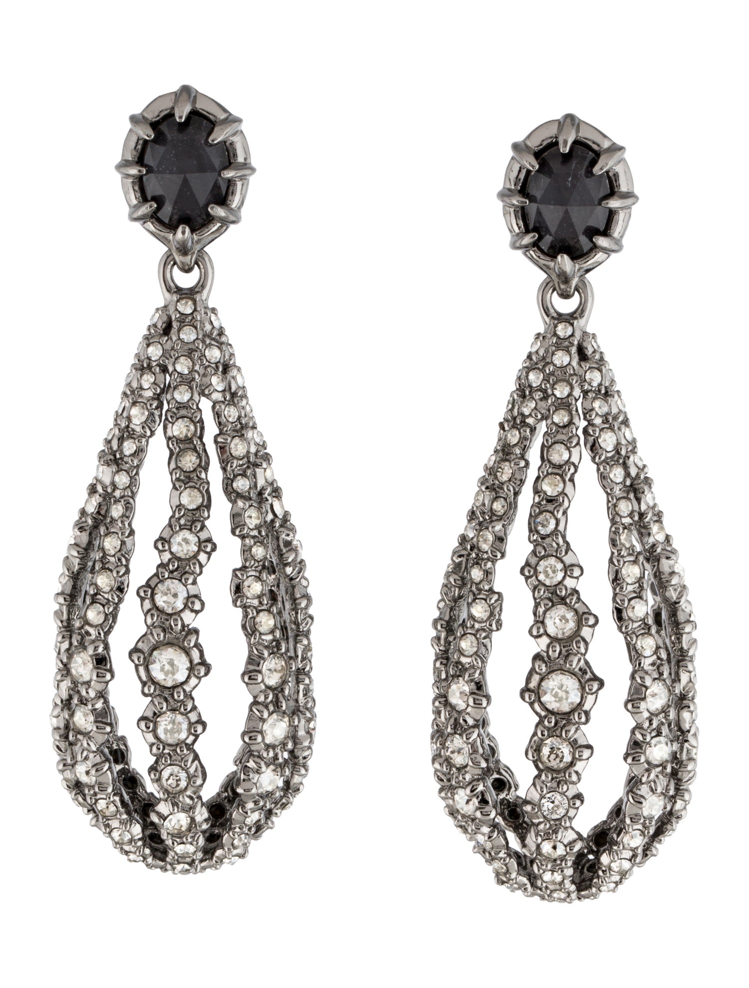 Alexis Bittar Punk Royale Crystal Ribbed Teardrop Earrings