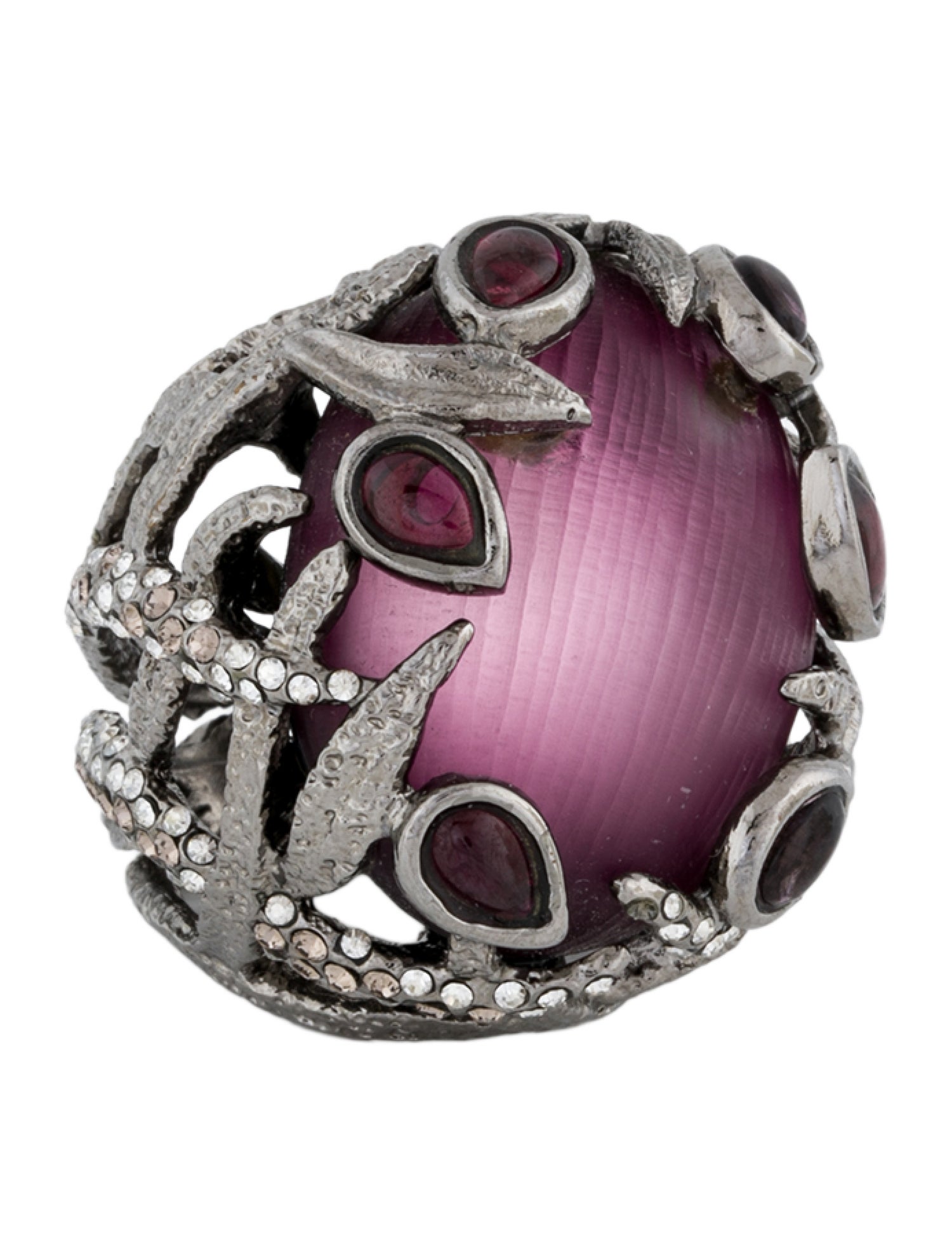 Alexis Bittar Lucite, Stone, & Crystal Cocktail Ring