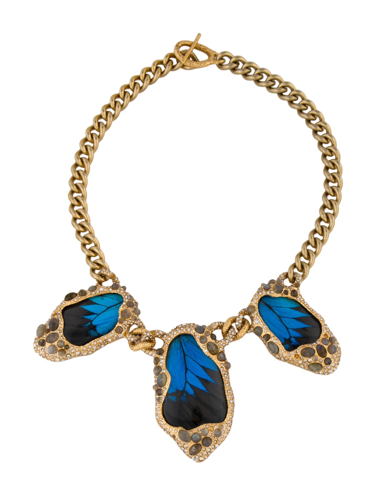 Alexis Bittar Stone, Resin & Crystal Butterfly Wing Collar Necklace