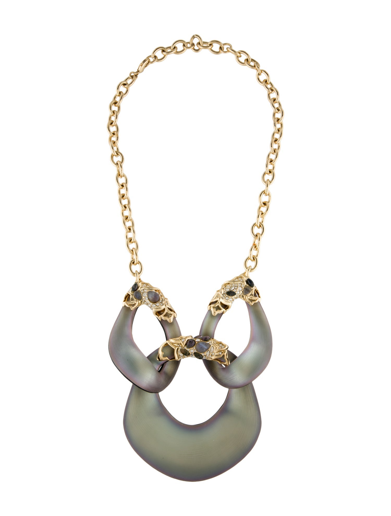 Alexis Bittar Multistone & Crystal Imperial Georgian Lace Lucite Link Necklace