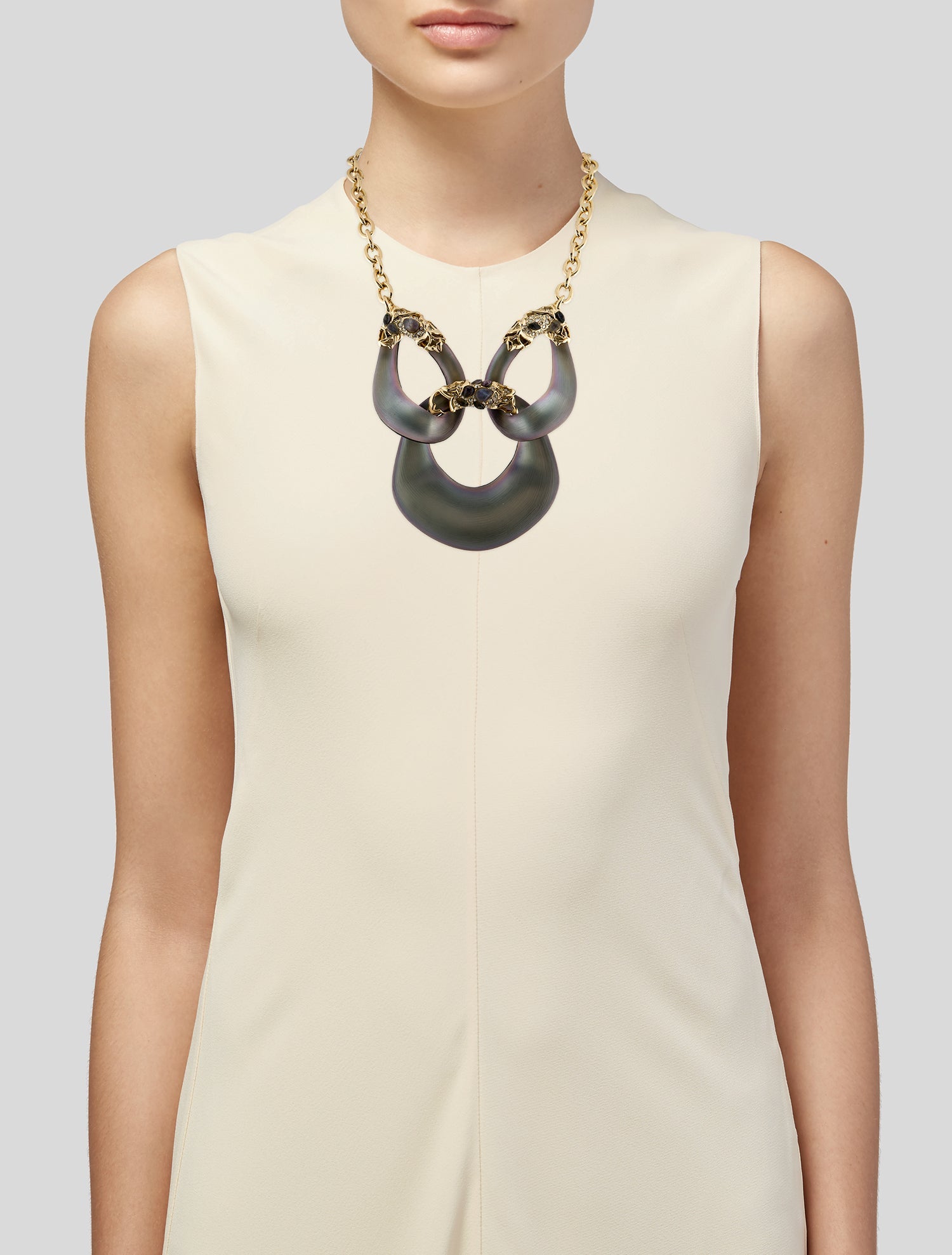 Alexis Bittar Multistone & Crystal Imperial Georgian Lace Lucite Link Necklace