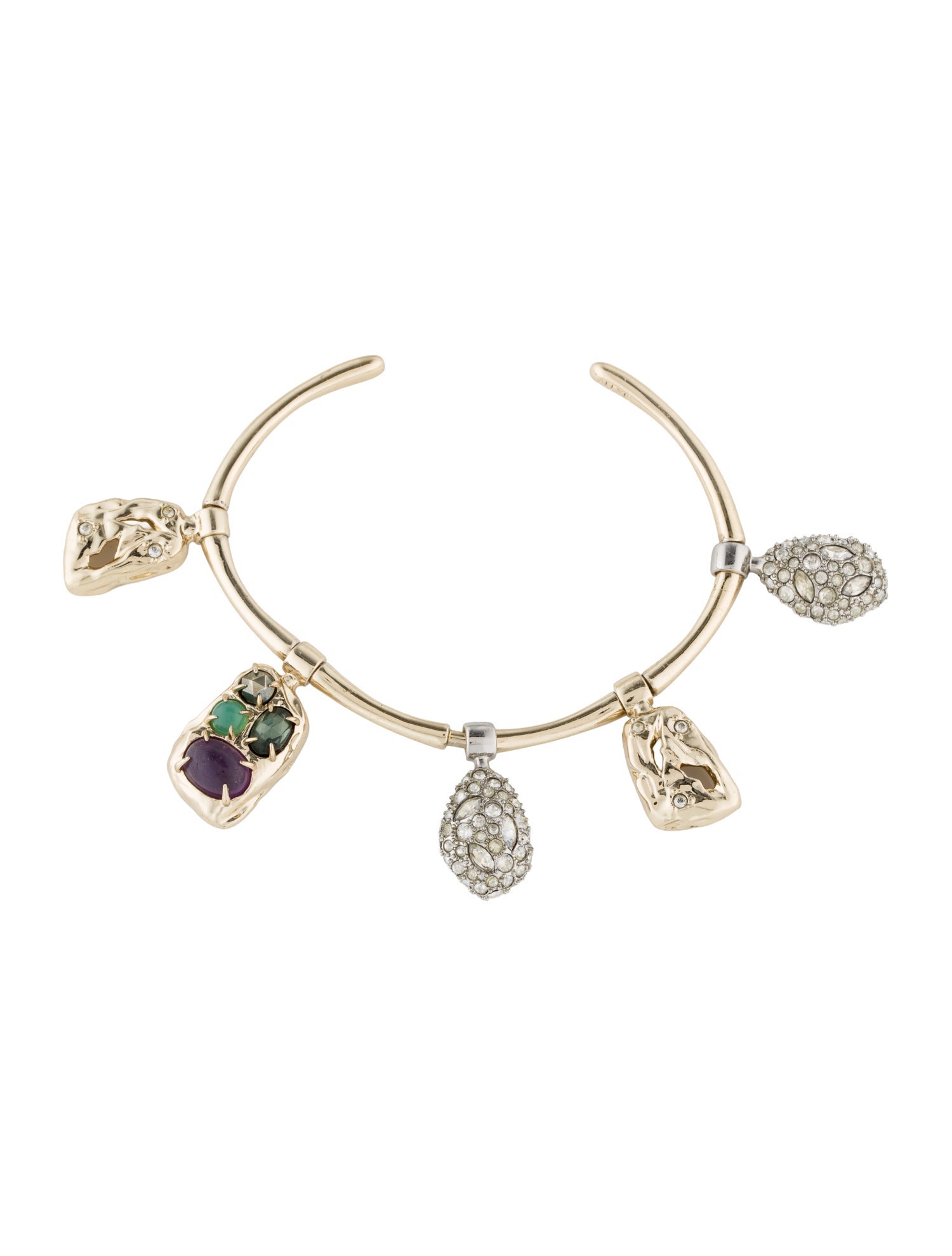 Alexis Bittar Multistone & Crystal Swinging Charms Cuff Bracelet