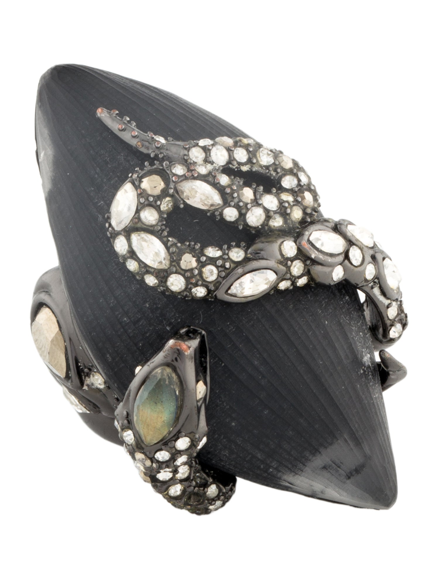Alexis Bittar Lucite & Crystal Snake Lace Ring