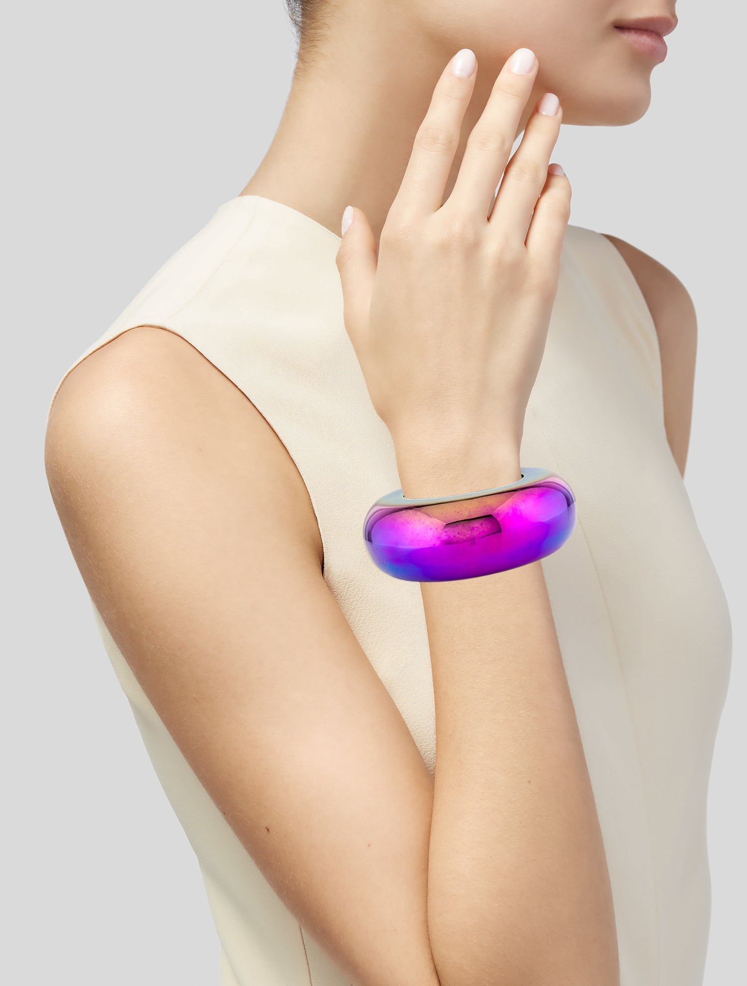 Alexis Bittar Iridescent Large Liquid Dome Bangle Bracelet