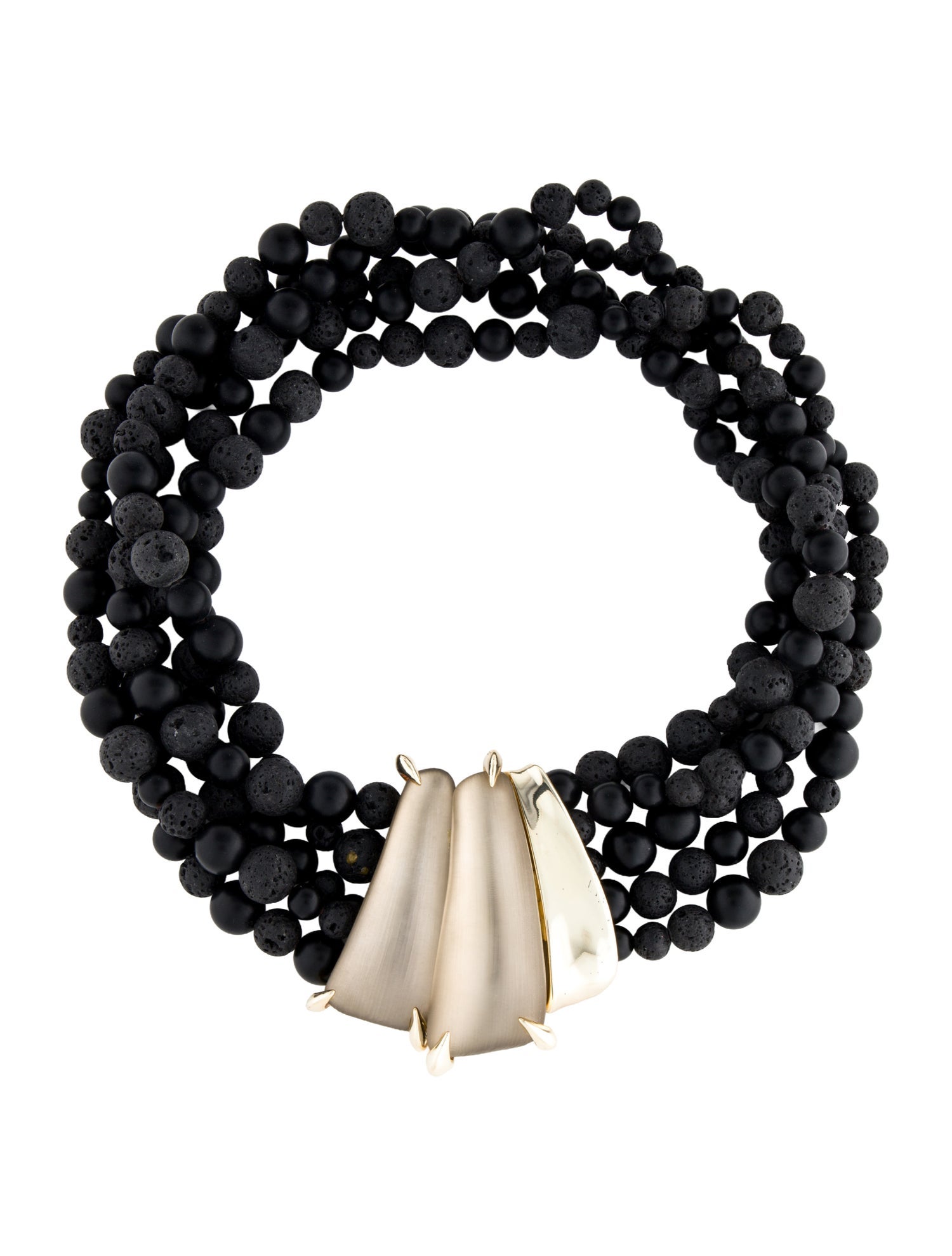 Alexis Bittar Lucite & Lava Beads Multistrand Collar Necklace