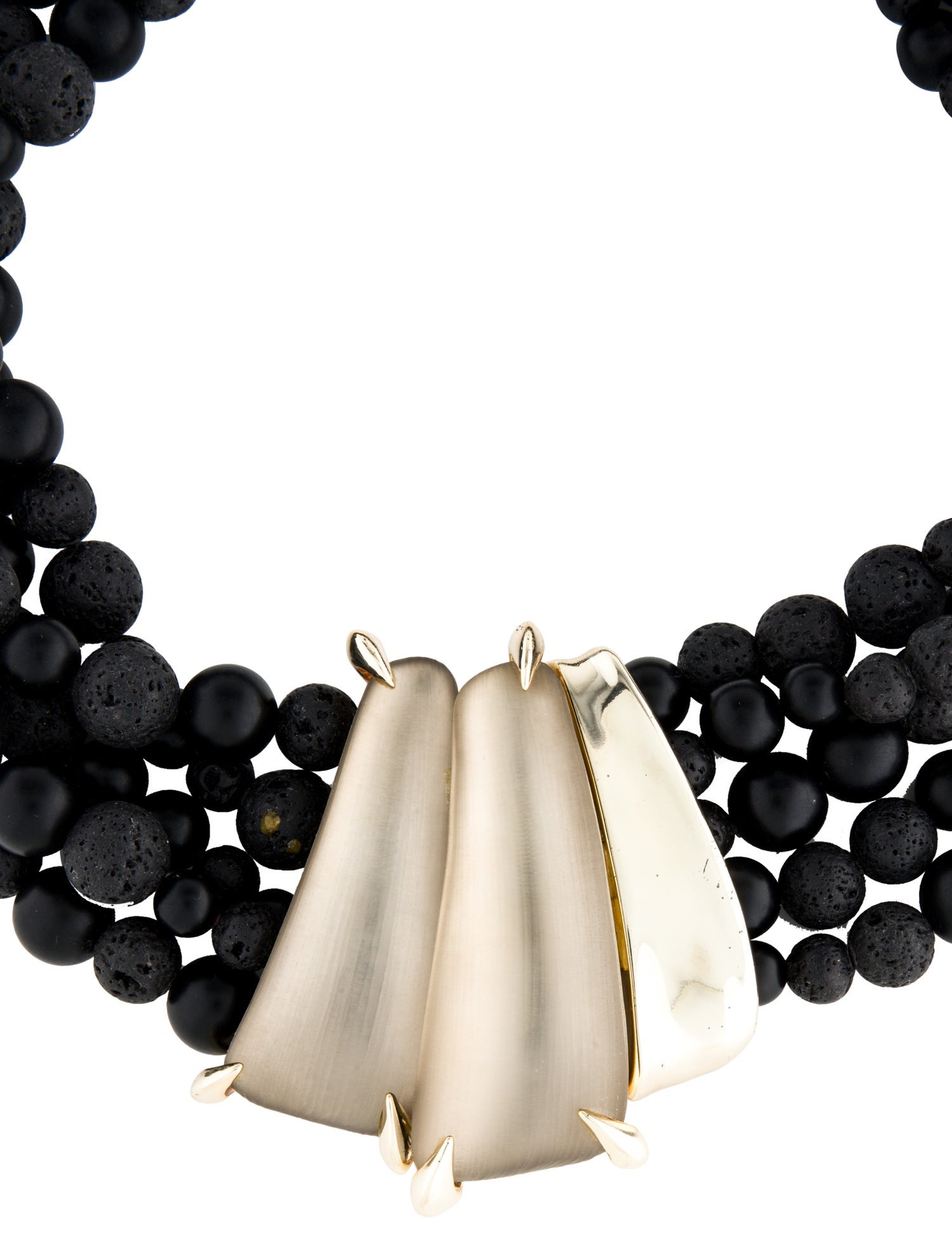 Alexis Bittar Lucite & Lava Beads Multistrand Collar Necklace