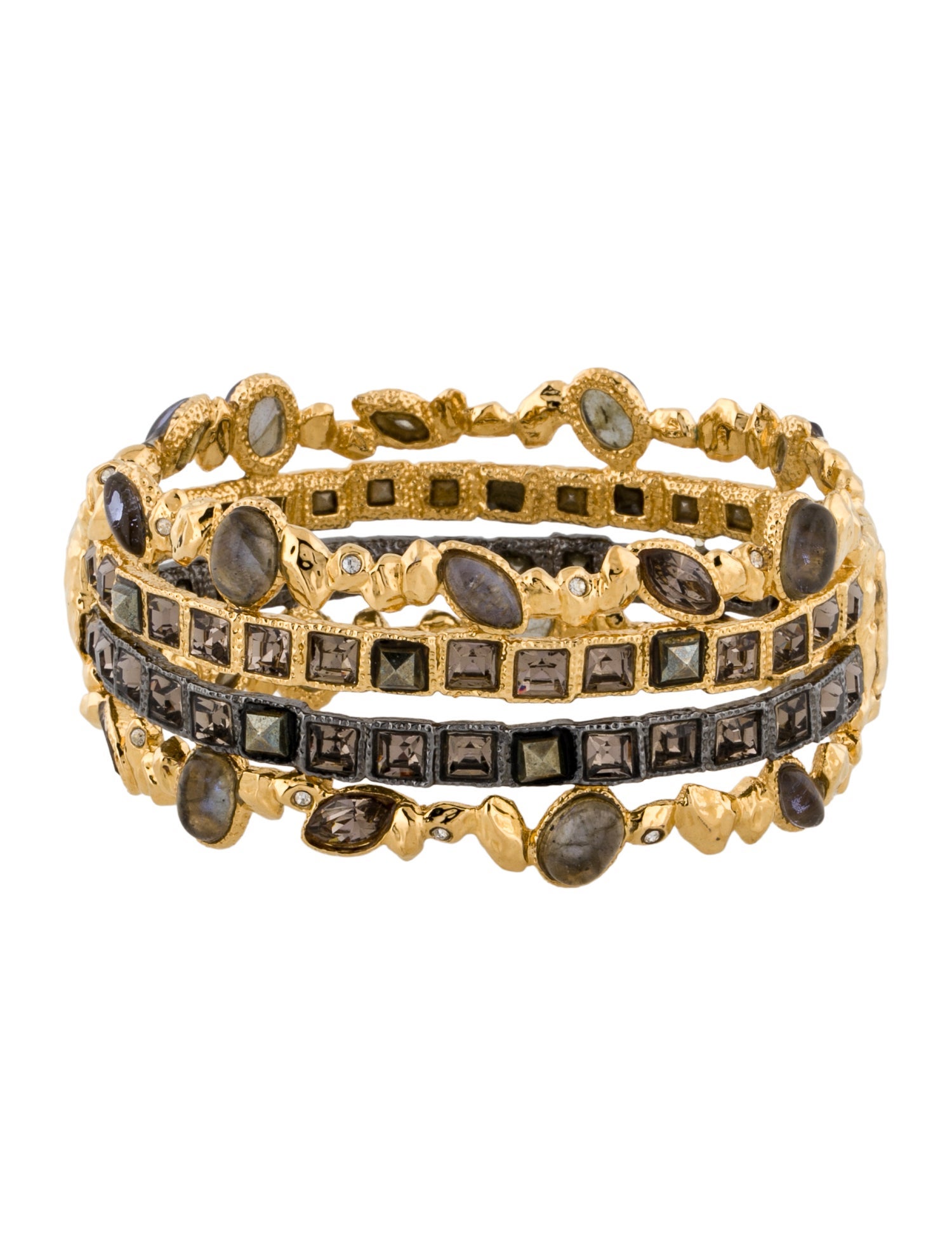 Alexis Bittar Crystal & Multi-Stone Hinged Bangle Bracelet