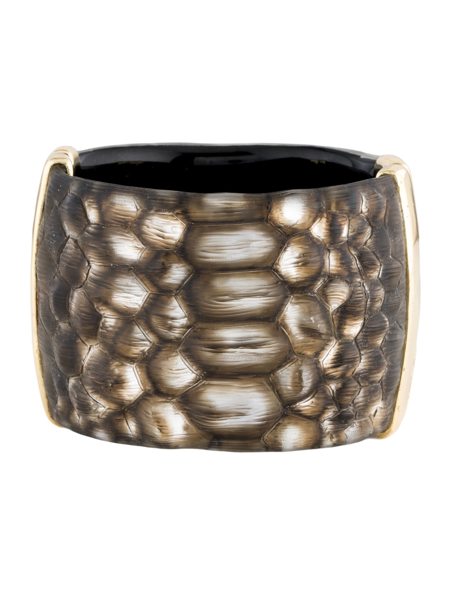 Alexis Bittar Lucite Kinshasa Textured Wide Hinged Bracelet